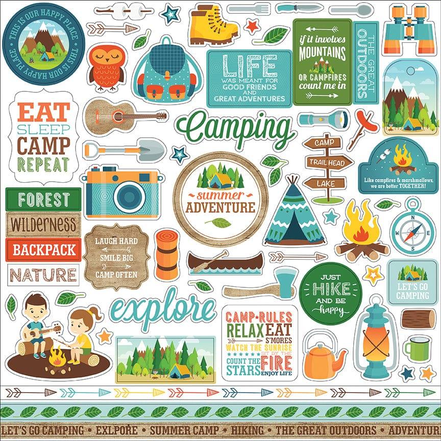 Summer Adventure Collection 12 x 12 Scrapbook Sticker Sheet by Echo Park Paper - Scrapbook Supply Companies