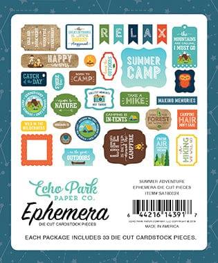 Summer Adventure Collection 5 x 5 Ephemera Die Cut Scrapbook Embellishments by Echo Park Paper - Scrapbook Supply Companies