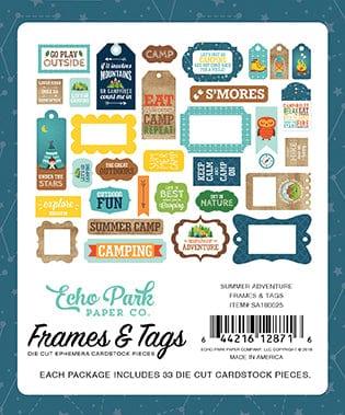 Summer Adventure Collection 5 x 5 Frames & Tags Die Cut Scrapbook Embellishments by Echo Park Paper - Scrapbook Supply Companies