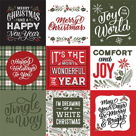 Christmas Salutations Collection Journaling Squares 12 x 12 Double-Sided Scrapbook Paper by Echo Park Paper - Scrapbook Supply Companies