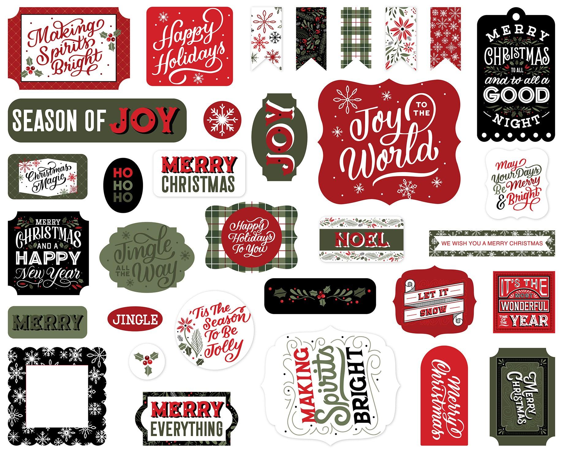 Christmas Salutations Collection 5 x 5 Scrapbook Ephemera Die Cuts by Echo Park Paper - Scrapbook Supply Companies