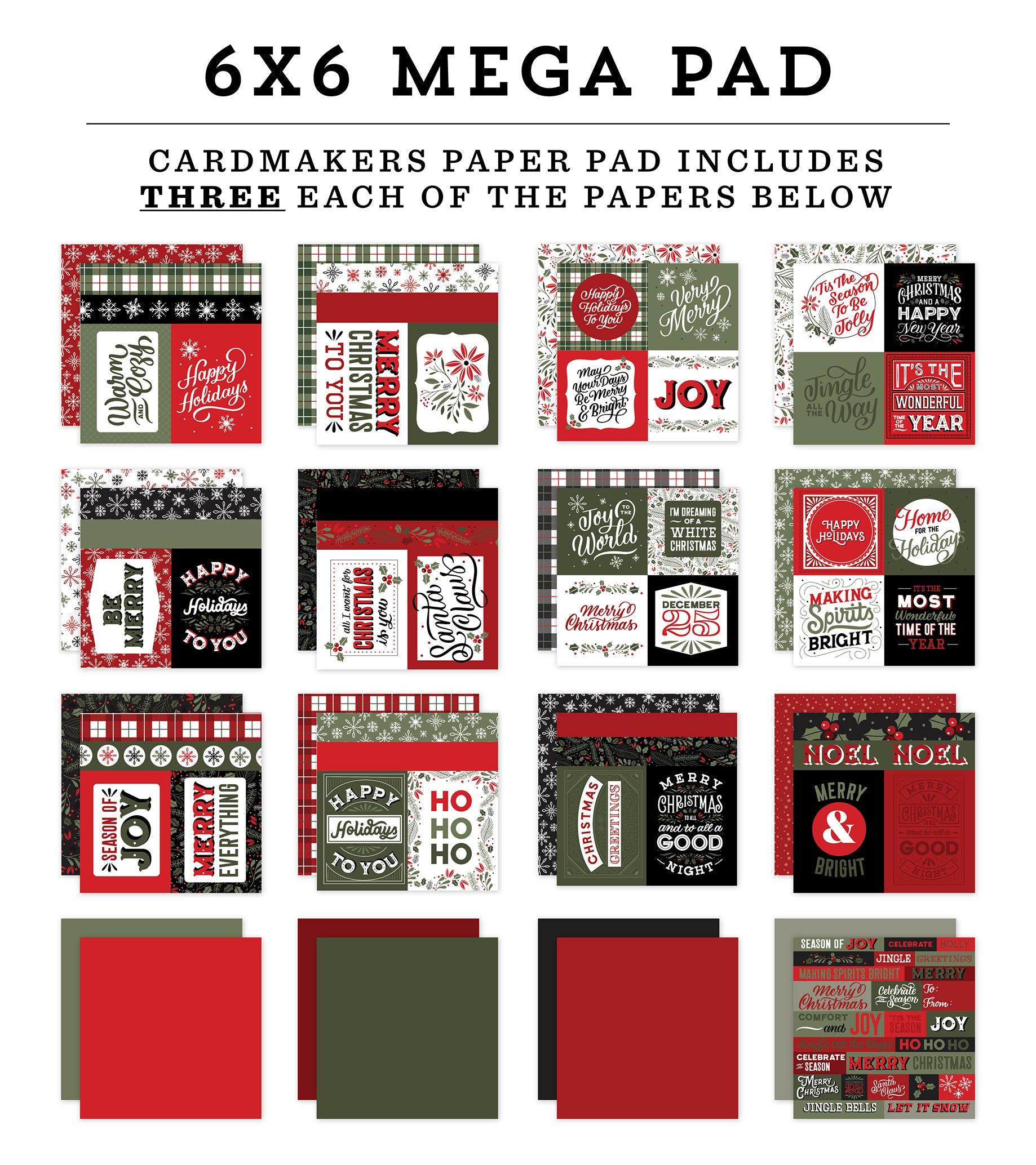 Christmas Salutations Collection 6 x 6 Mega Paper Pad by Echo Park Paper - 48 Double-Sided Papers - Scrapbook Supply Companies