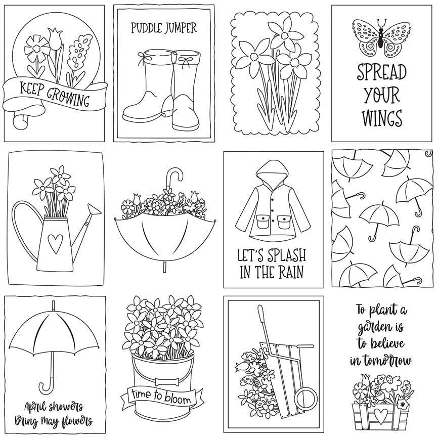 Showers and Flowers Collection Color Me 12 x 12 Double-Sided Scrapbook Paper by Photo Play Paper - Scrapbook Supply Companies