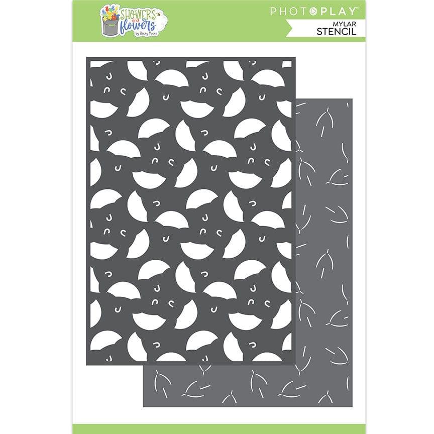 Showers and Flowers Collection Umbrellas 2-Piece 6 x 9 Coordinating Stencil by Photo Play Paper 