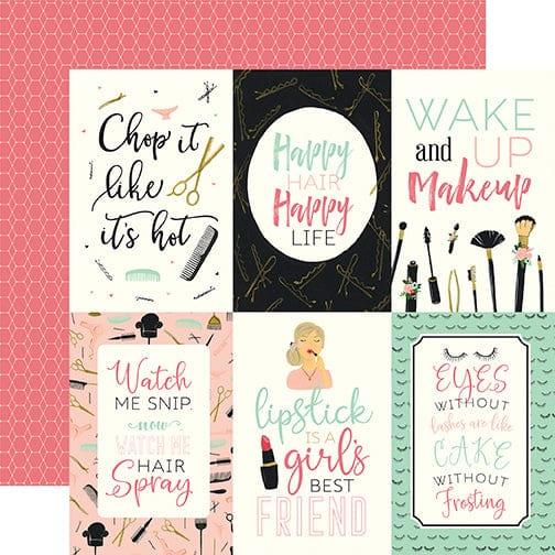 Salon Collection 4 x 6 Journaling Cards 12 x 12 Double-Sided Scrapbook Paper by Echo Park Paper - Scrapbook Supply Companies