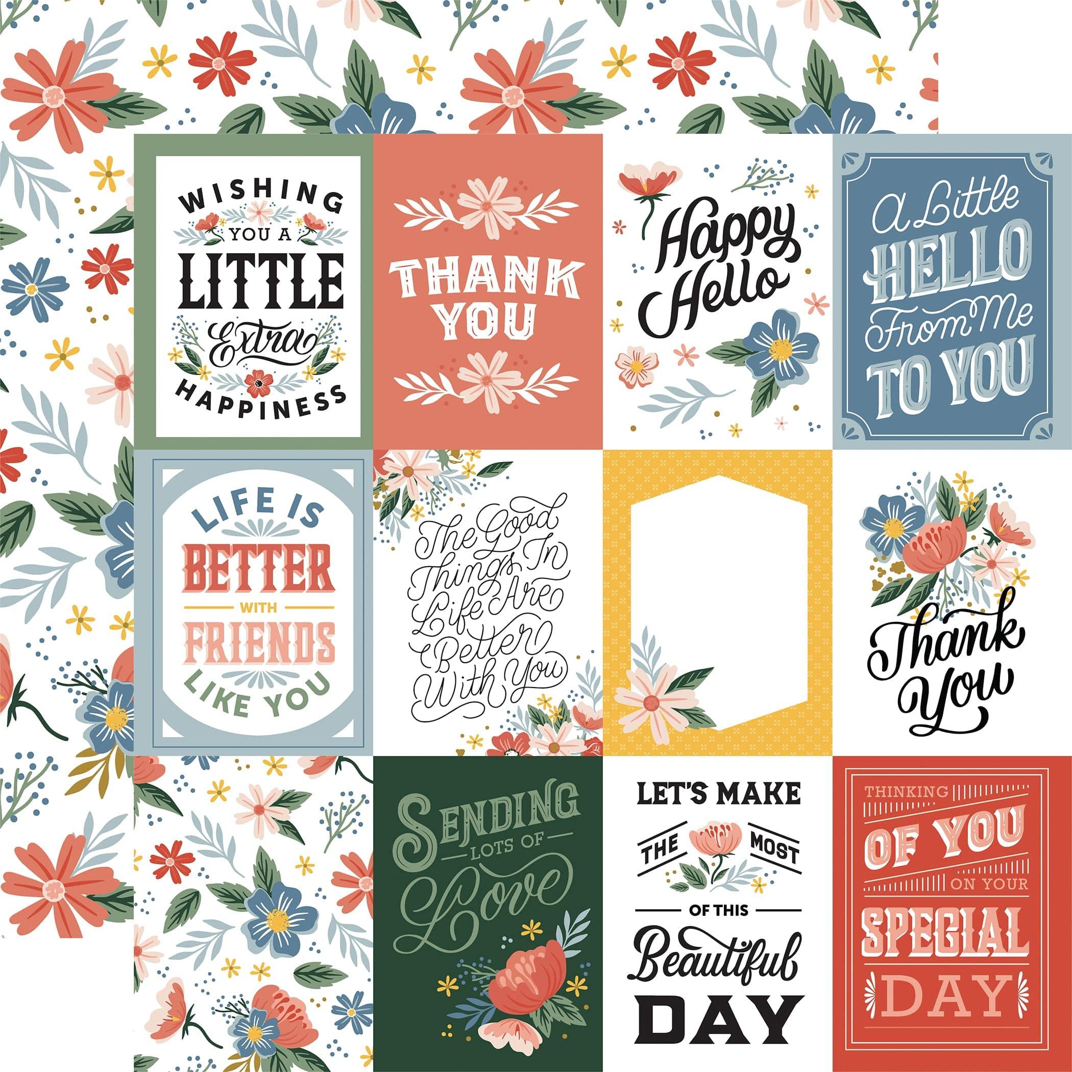 Salutations No. 2 Collection 3x4 Journaling Cards 12 x 12 Double-Sided Scrapbook Paper by Echo Park Paper