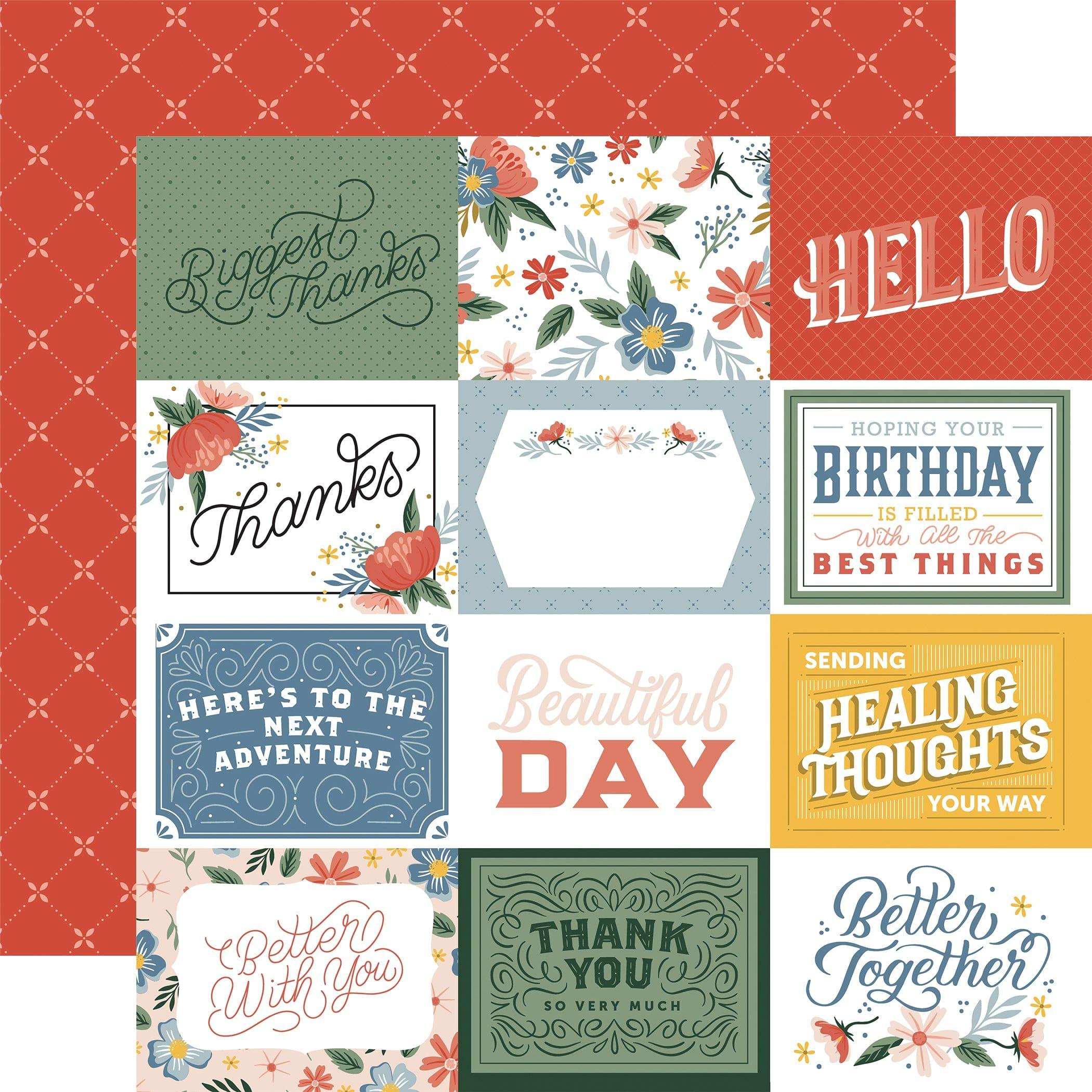 Salutations No. 2 Collection 4 x 3 Journaling Cards 12 x 12 Double-Sided Scrapbook Paper by Echo Park Paper