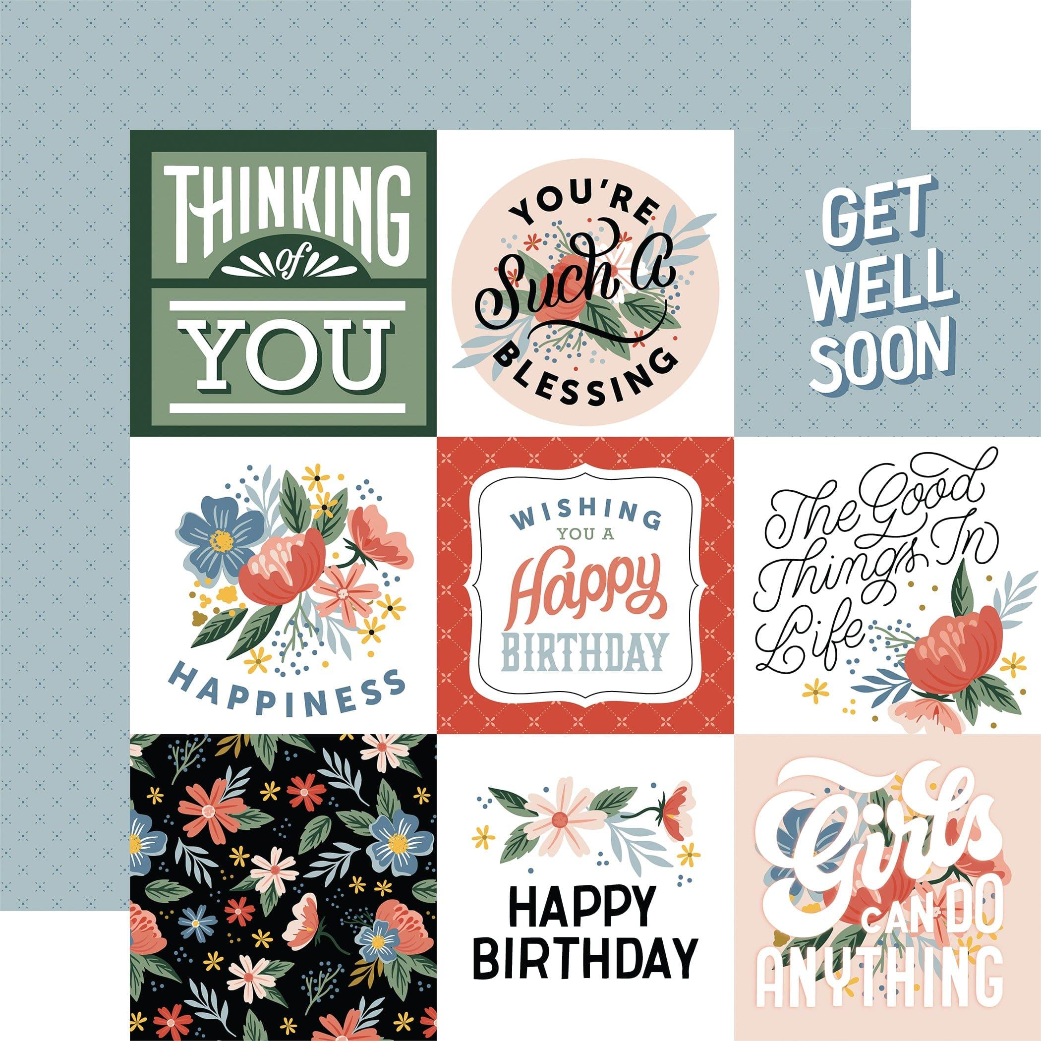 Salutations No. 2 Collection Journaling Squares 12 x 12 Double-Sided Scrapbook Paper by Echo Park Paper
