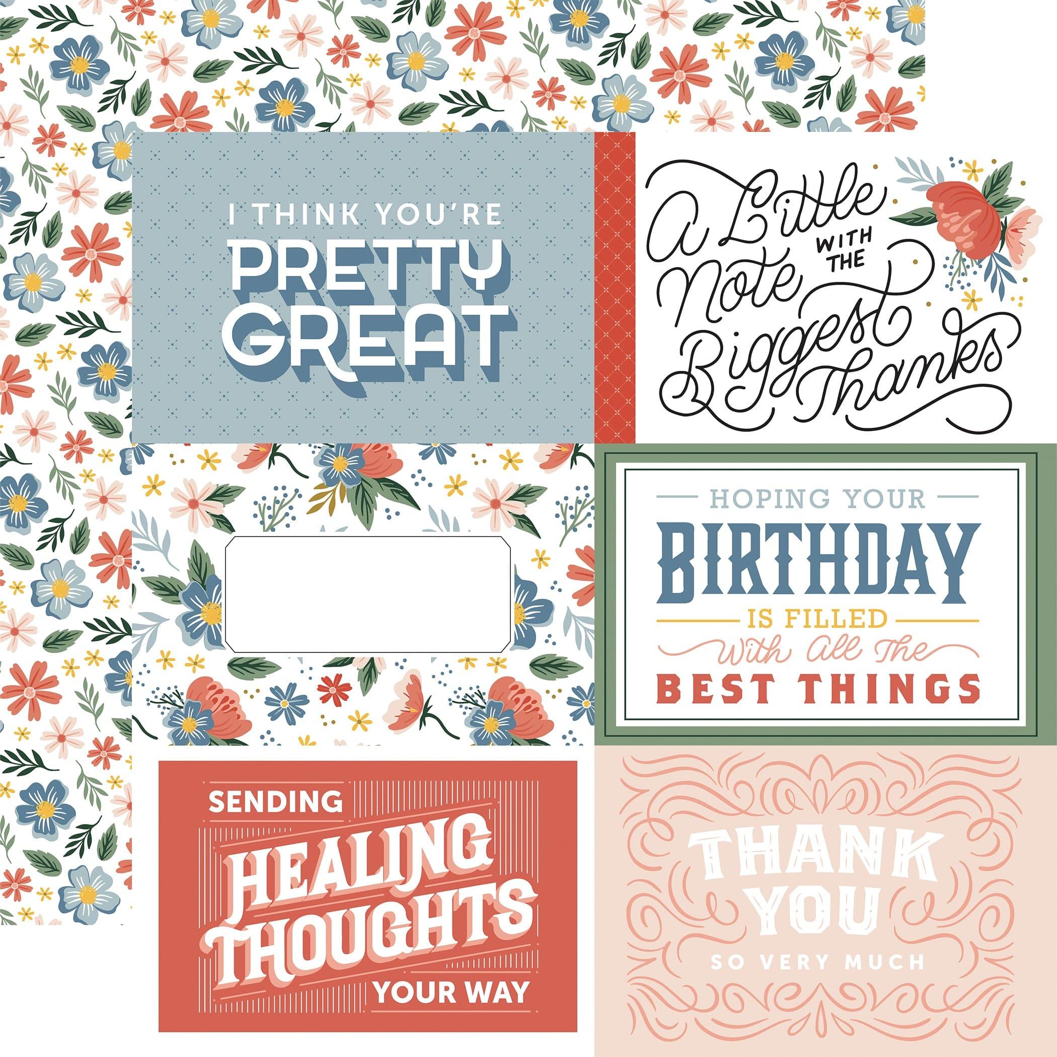 Salutations No. 2 Collection 6x4 Journaling Cards 12 x 12 Double-Sided Scrapbook Paper by Echo Park Paper