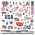 Stars & Stripes Collection 12 x 12 Cardstock Scrapbook Sticker Sheet by Photo Play Paper