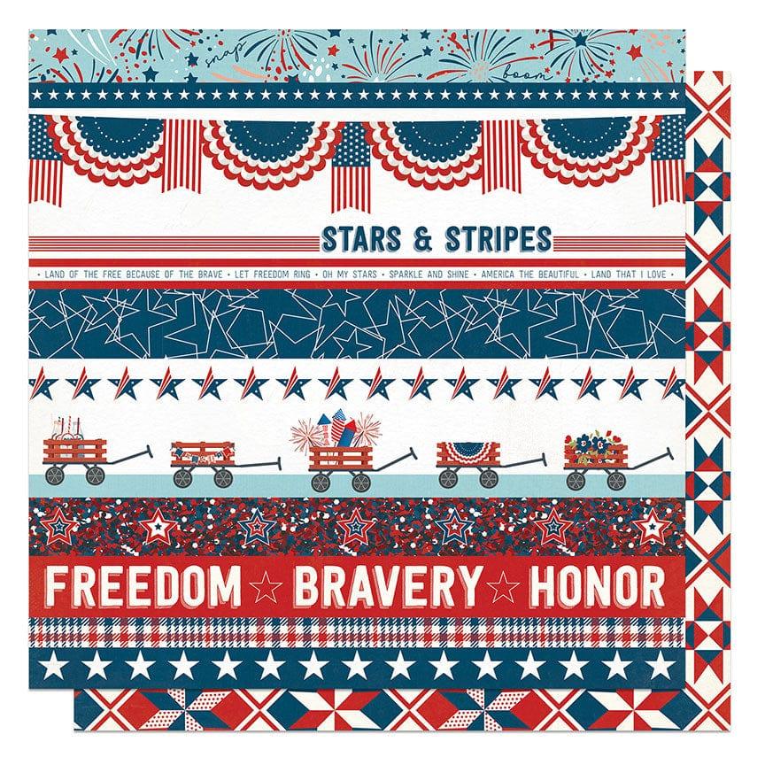 Stars & Stripes Collection Honor 12 x 12 Double-Sided Scrapbook Paper by Photo Play Paper - Scrapbook Supply Companies
