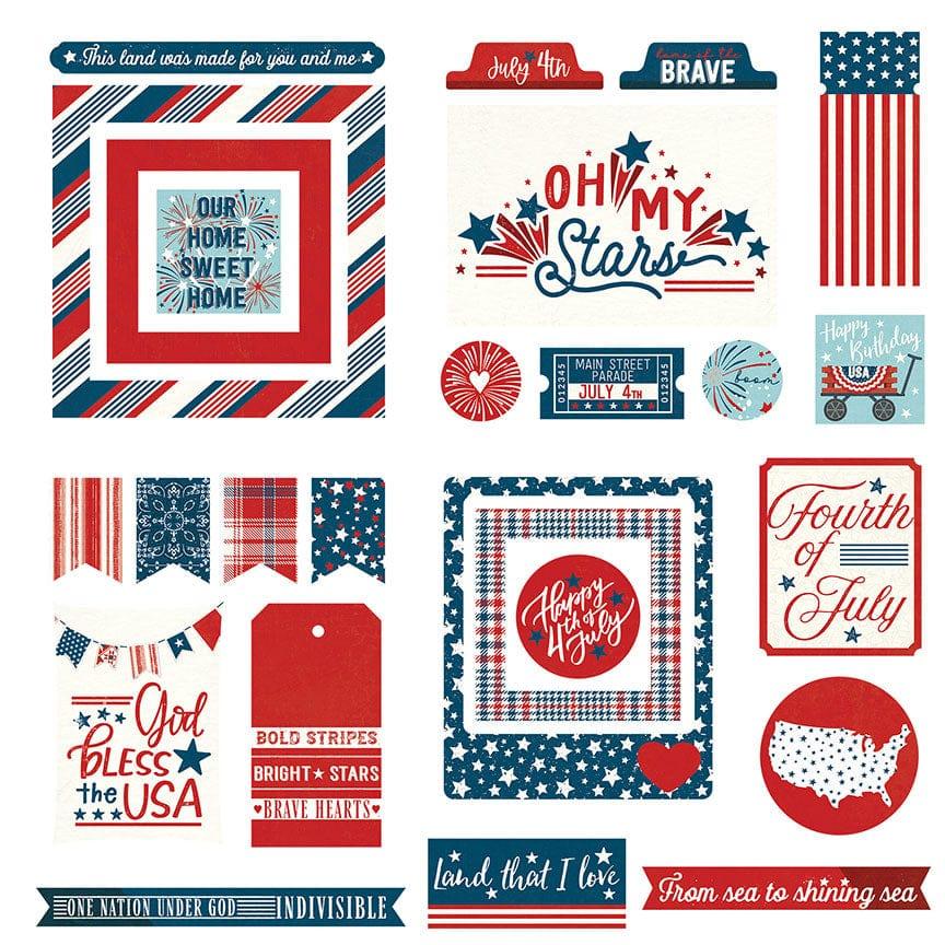 Stars & Stripes Collection 5 x 5 Die Cut Scrapbook Embellishments by Photo Play Paper - Scrapbook Supply Companies