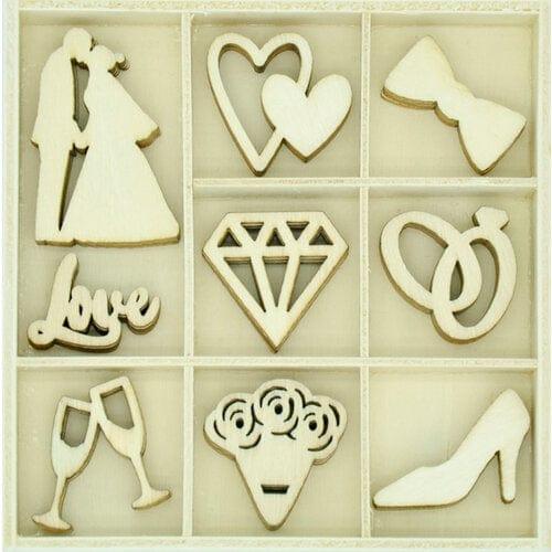 Forever & Always Collection Wooden Flourish Pack by Kaisercraft - 45 Pieces - Scrapbook Supply Companies