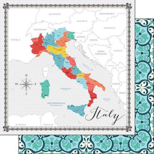 Travel Memories Collection Italy Map 12 x 12 Double-Sided Scrapbook Paper by Scrapbook Customs - Scrapbook Supply Companies
