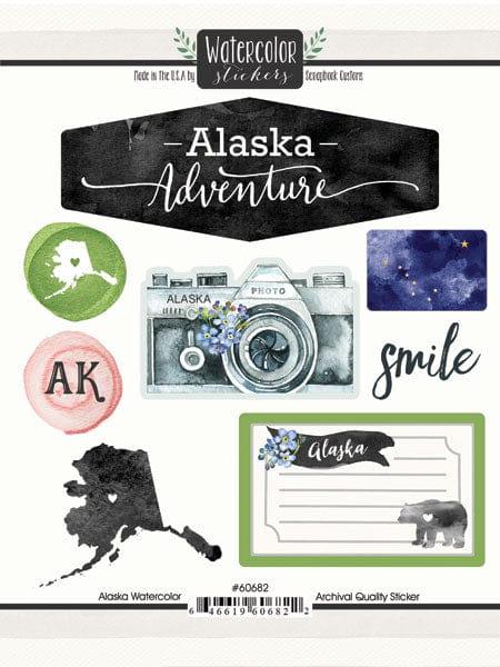 Watercolor Collection Alaska 6 x 8 Scrapbook Sticker Sheet by Scrapbook Customs - Scrapbook Supply Companies