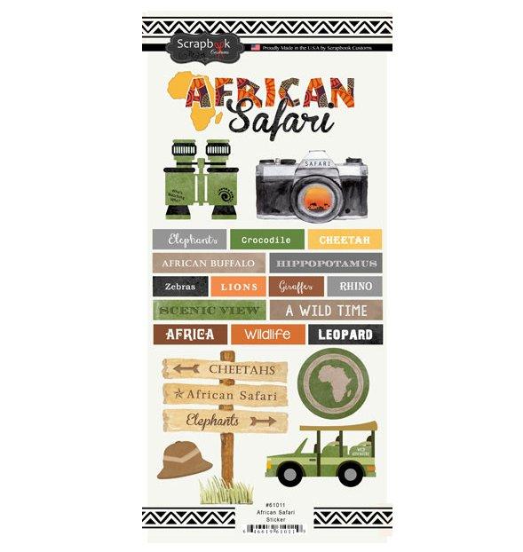 African Safari Collection 6 x 12 African Safari Sticker Sheet by Scrapbook Customs - Scrapbook Supply Companies