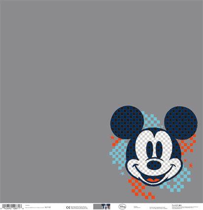 Disney Mickey Mouse Collection Gray Block Mickey Mouse 12 x 12 Scrapbook Paper by Sandylion - Scrapbook Supply Companies