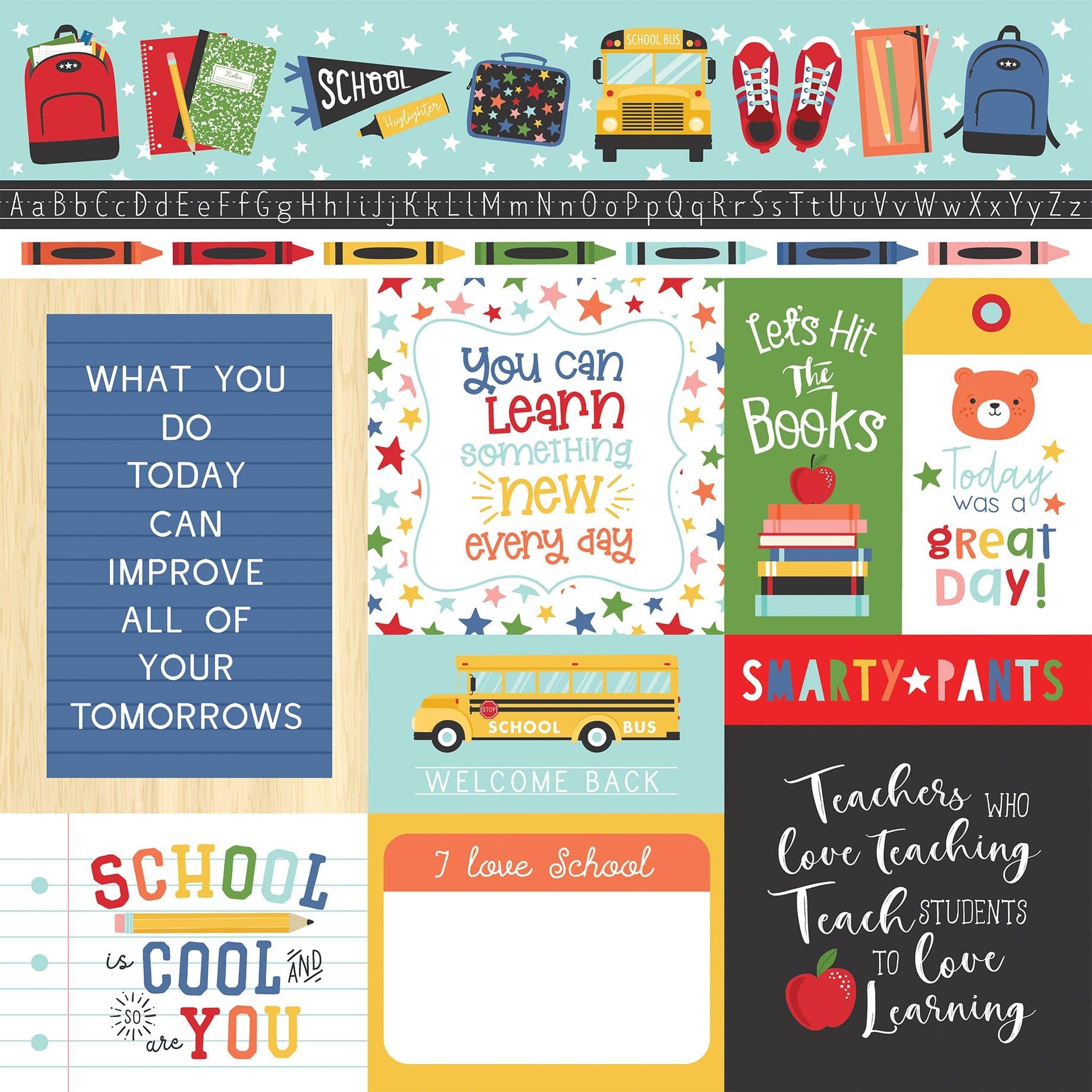 I Love School Collection Multi Journaling Cards 12 x 12 Double-Sided Scrapbook Paper by Echo Park Paper - Scrapbook Supply Companies