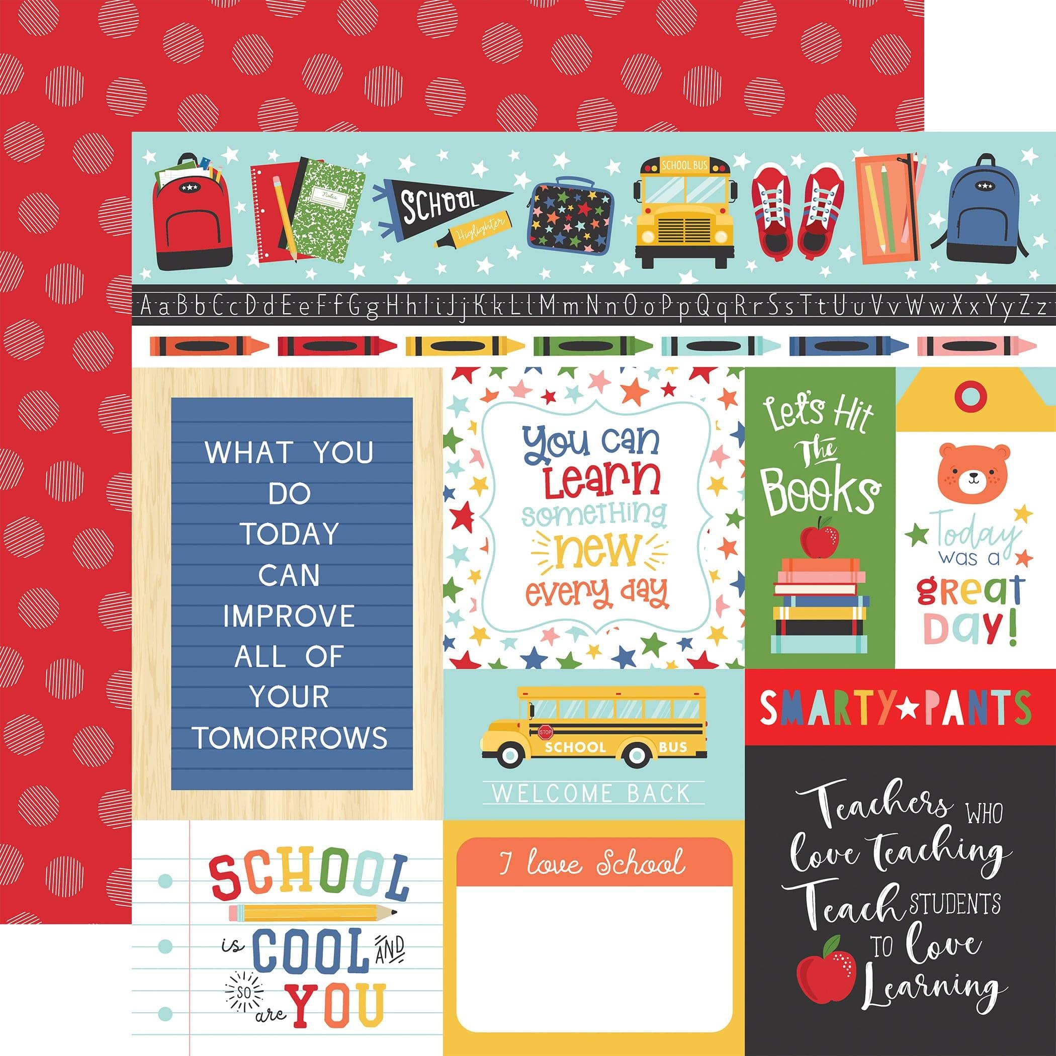 I Love School Collection Multi Journaling Cards 12 x 12 Double-Sided Scrapbook Paper by Echo Park Paper - Scrapbook Supply Companies