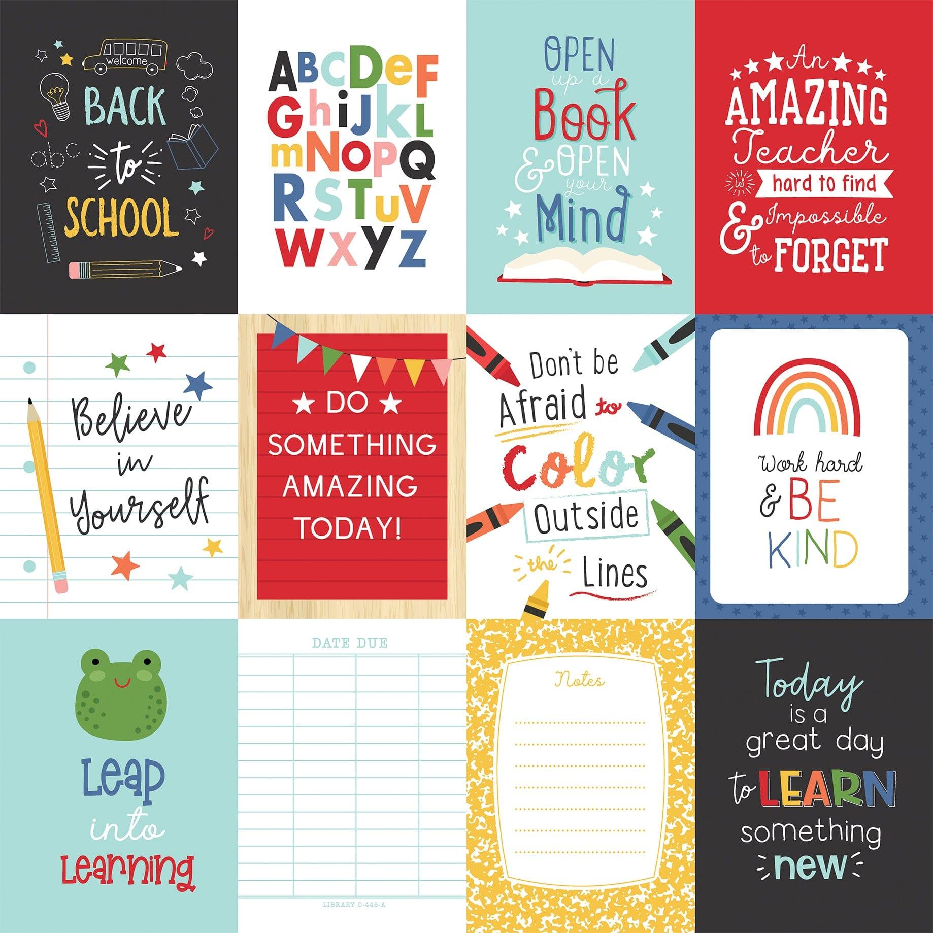 I Love School Collection 3 x 4 Journaling Cards 12 x 12 Double-Sided Scrapbook Paper by Echo Park Paper - Scrapbook Supply Companies