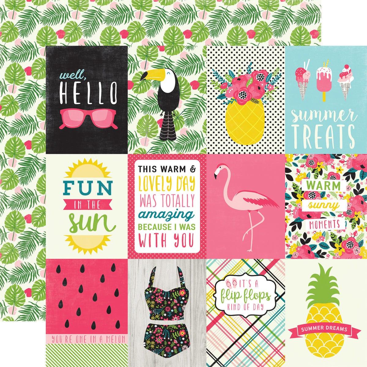 Summer Fun Collection 3 x 4 Journaling Cards 12 x 12 Double Sided Scrapbook Paper by Echo Park Paper - Scrapbook Supply Companies
