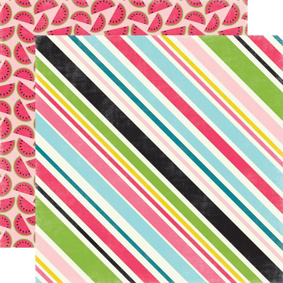 Summer Fun Collection Sweet Stripes 12 x 12 Double Sided Scrapbook Paper by Echo Park Paper - Scrapbook Supply Companies