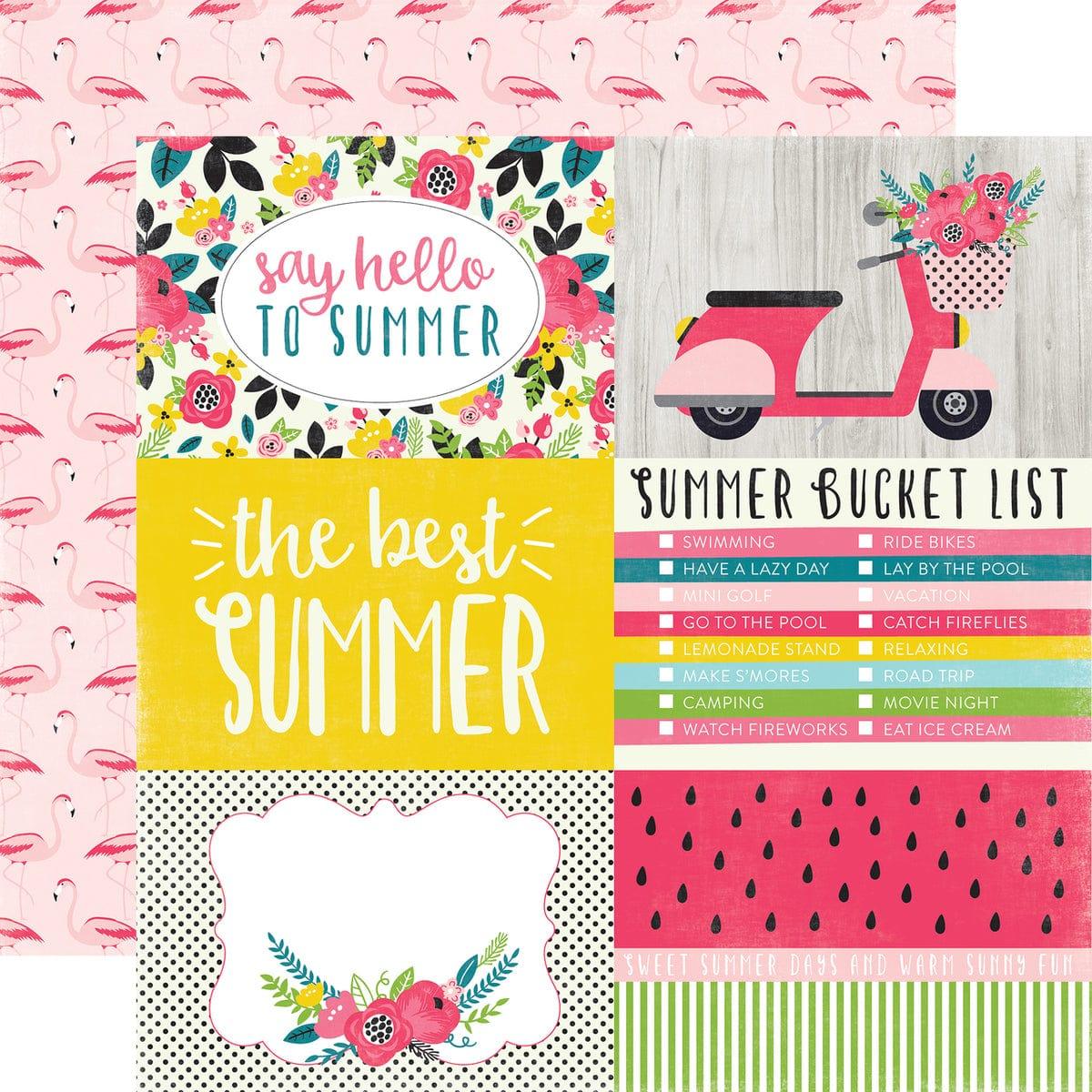 Summer Fun Collection 4 x 6 Journaling Cards 12 x 12 Double Sided Scrapbook Paper by Echo Park Paper - Scrapbook Supply Companies