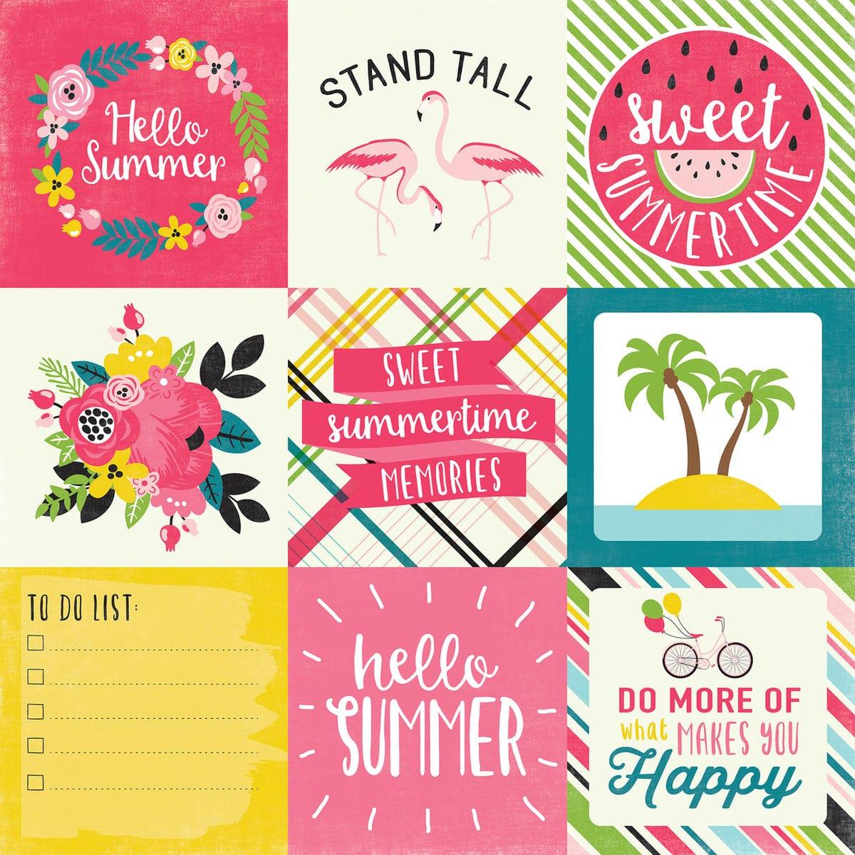 Summer Fun Collection 4 x 4 Journaling Cards 12 x 12 Double Sided Scrapbook Paper by Echo Park Paper - Scrapbook Supply Companies