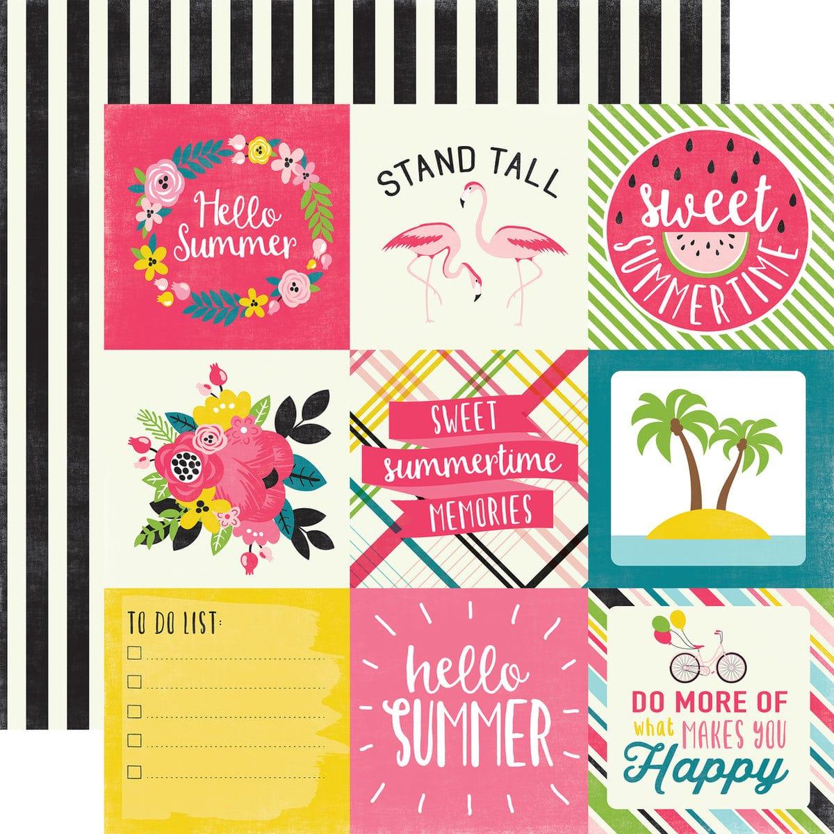 Summer Fun Collection 4 x 4 Journaling Cards 12 x 12 Double Sided Scrapbook Paper by Echo Park Paper - Scrapbook Supply Companies