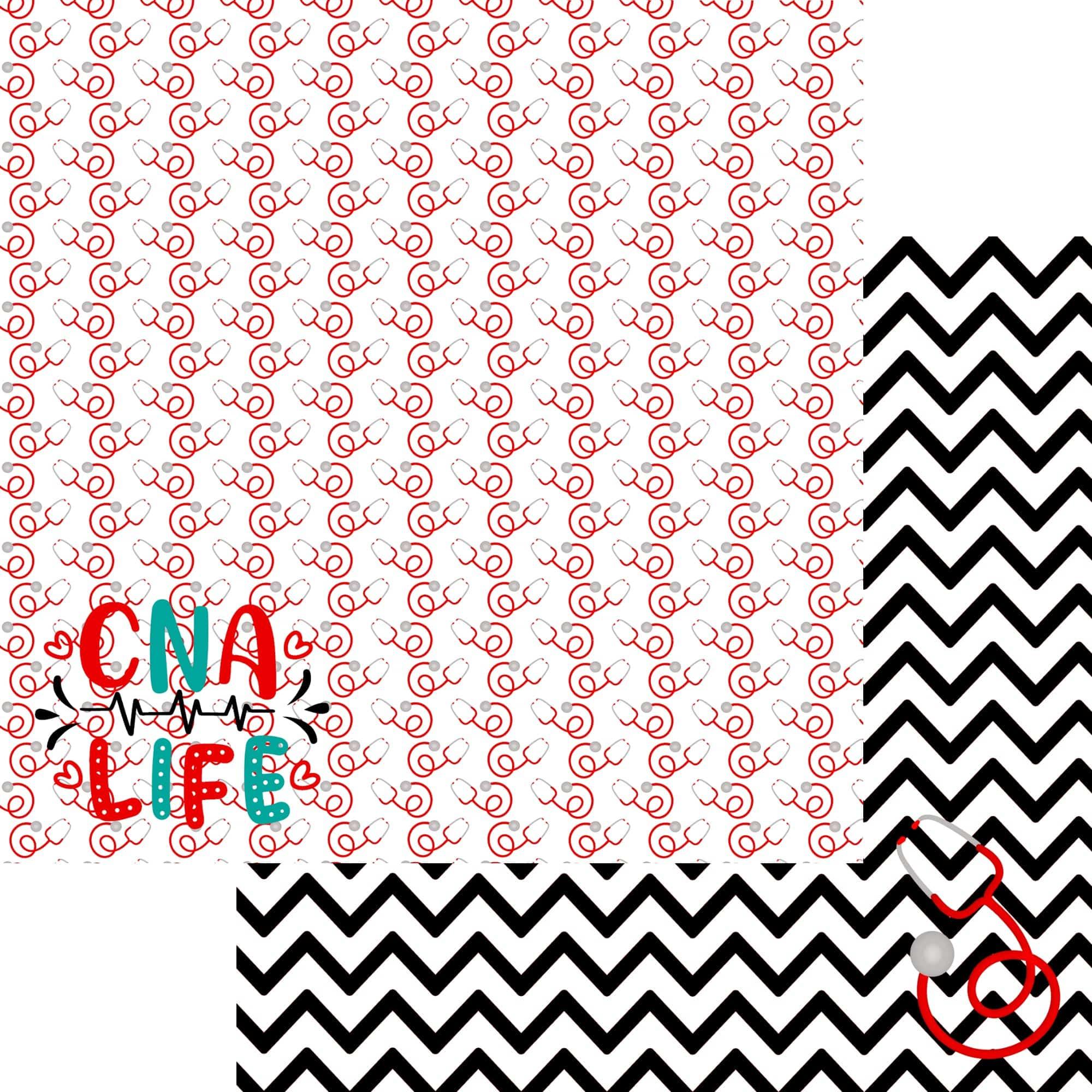 Occupation Collection CNA Life Certified Nursing Assistant 12 x 12 Double Sided Scrapbook Paper by SSC Designs