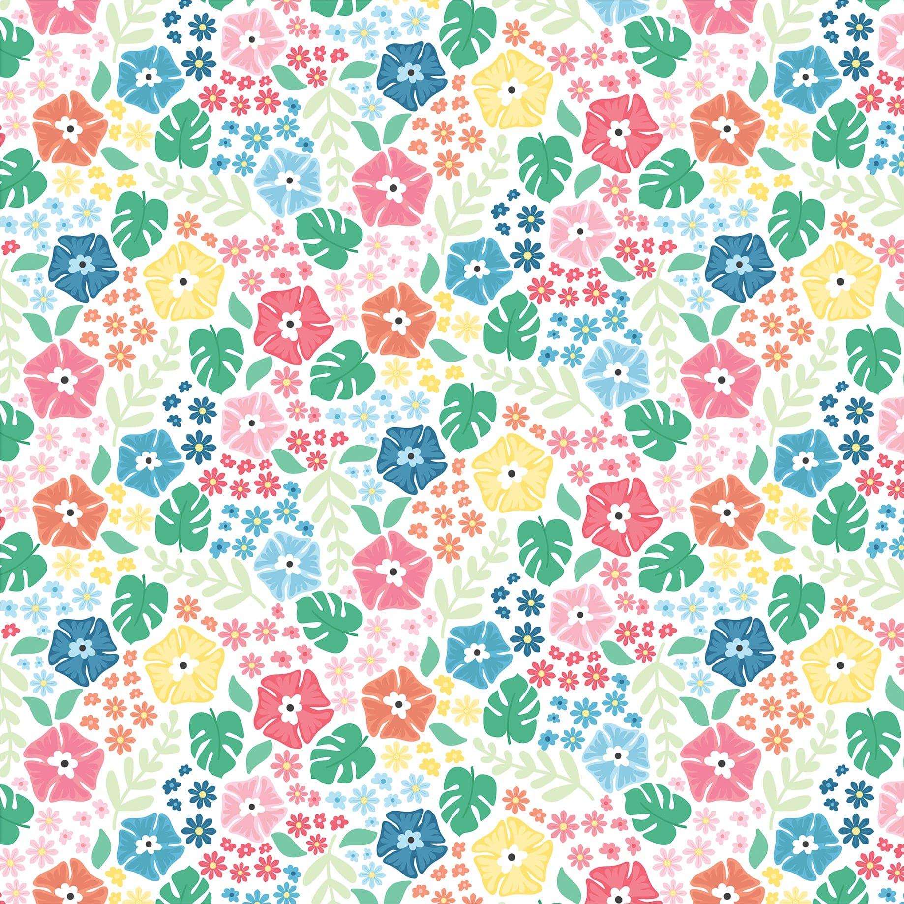 Sun Kissed Collection Tropic Floral 12 x 12 Double-Sided Scrapbook Paper by Echo Park Paper - Scrapbook Supply Companies