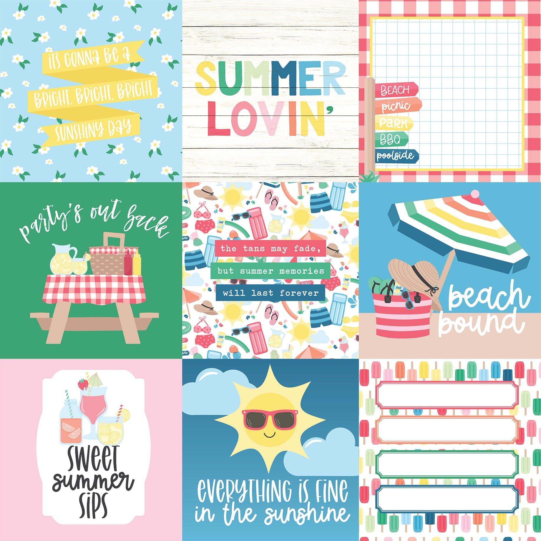Sun Kissed Collection 4x4 Journaling Cards 12 x 12 Double-Sided Scrapbook Paper by Echo Park Paper - Scrapbook Supply Companies