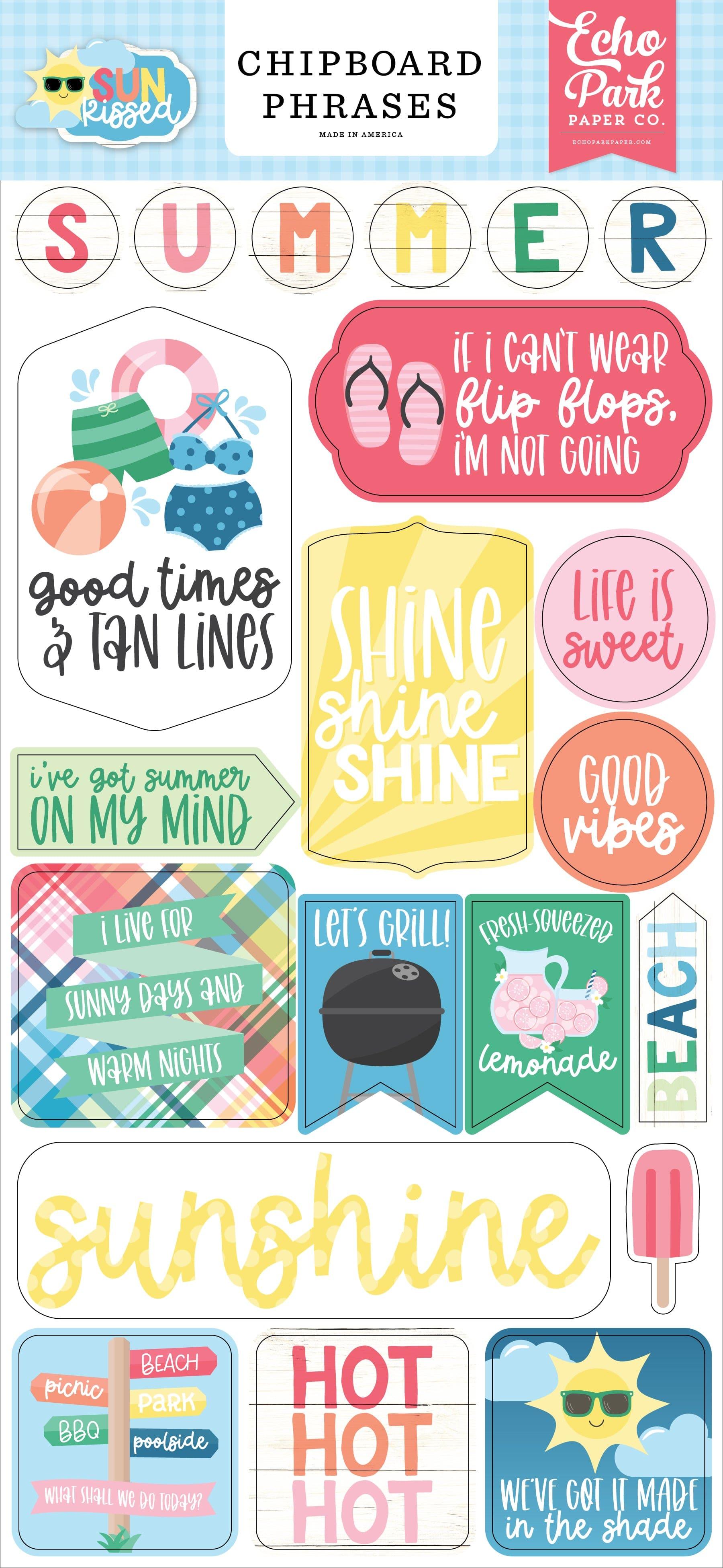  Sun Kissed Collection 6 x 12 Scrapbook Chipboard Phrases by Echo Park Paper 