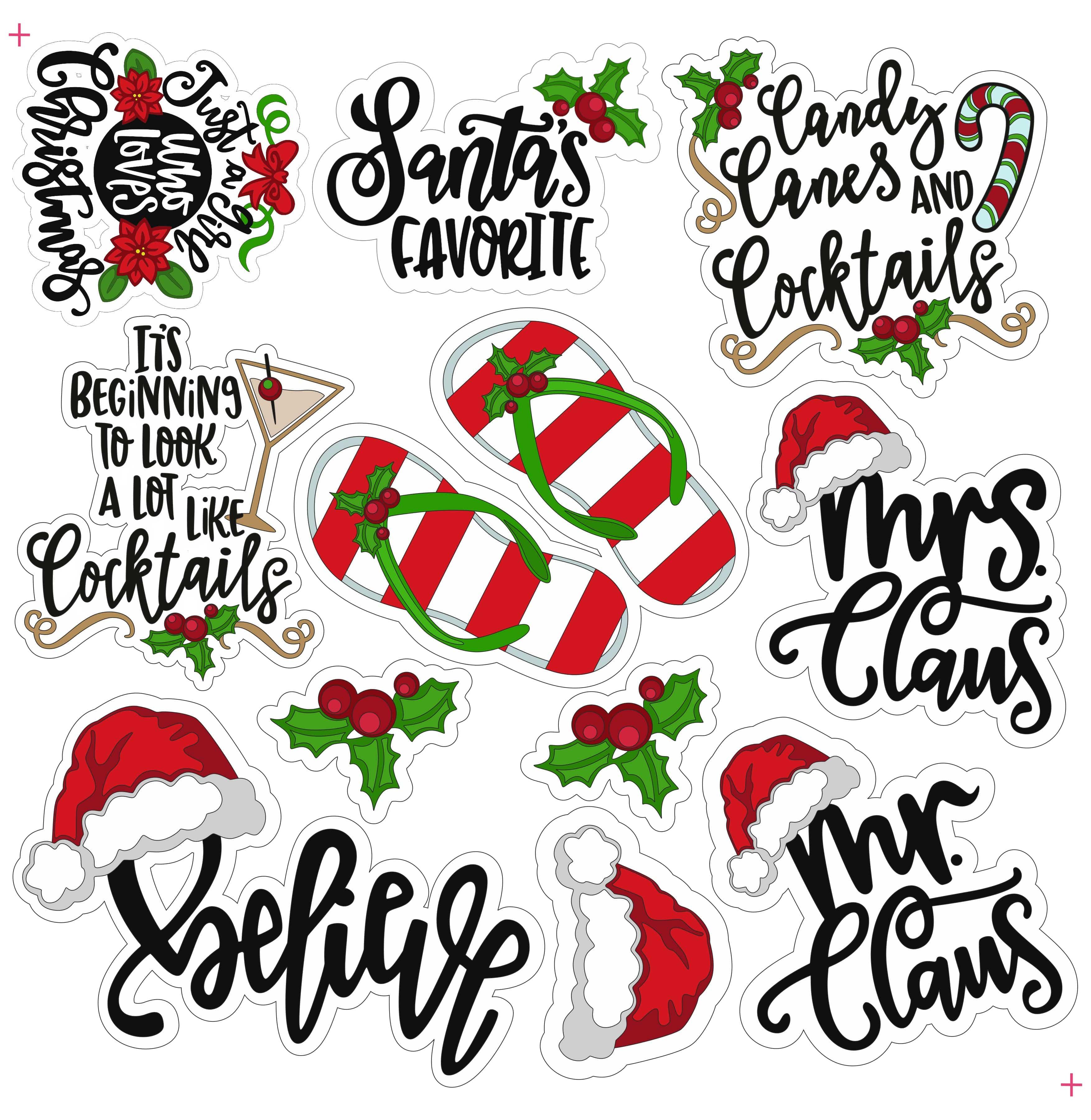 Quirky Quotes Collection Christmas Cocktail Sayings Laser Cut Scrapbook or Card Embellishments by SSC Laser Designs - 11 Pieces