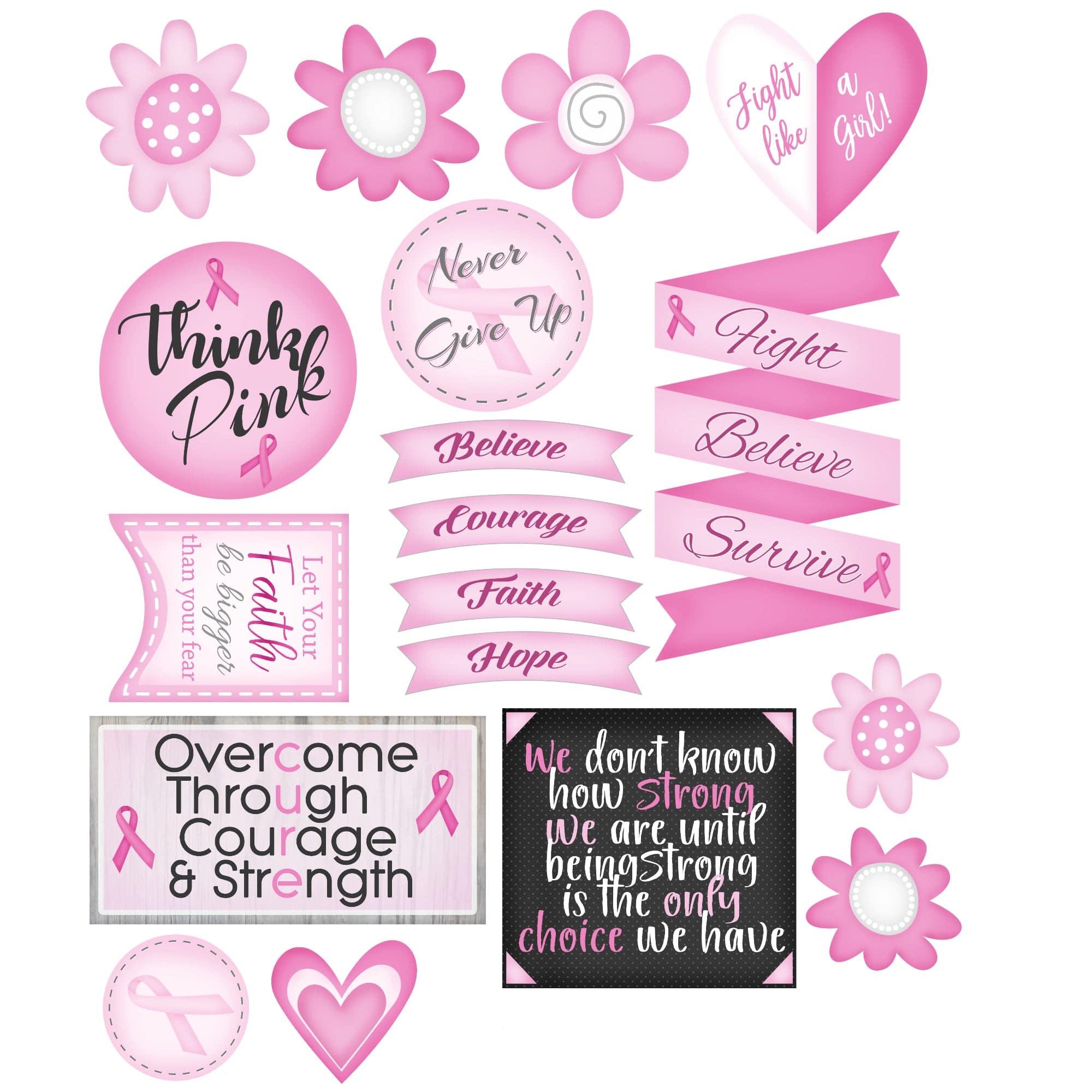 Quirky Quotes Collection Breast Cancer Awareness Sayings & Icons Laser Cut Scrapbook or Card Embellishments by SSC Laser Designs