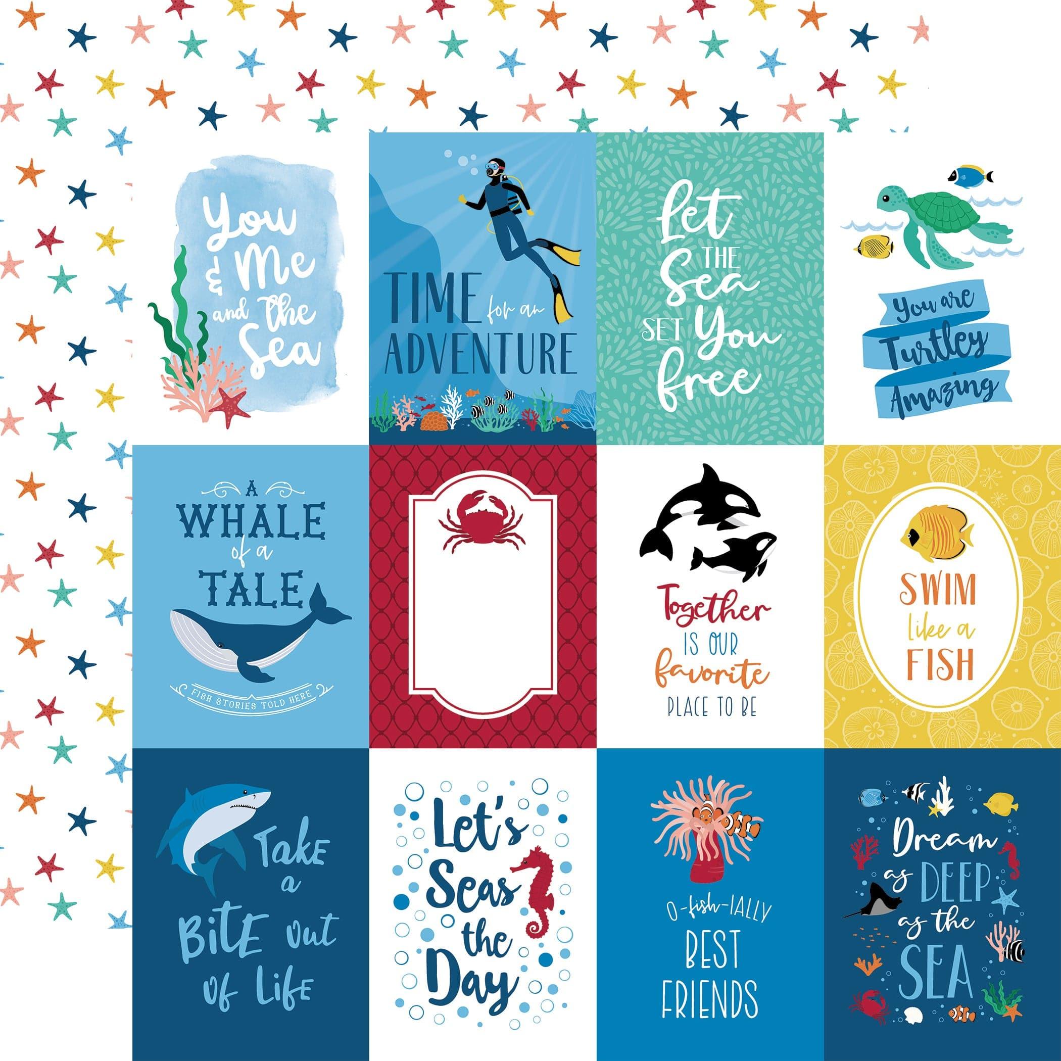 Sea Life Collection 3x4 Journaling Cards 12 x 12 Double-Sided Scrapbook Paper by Echo Park Paper