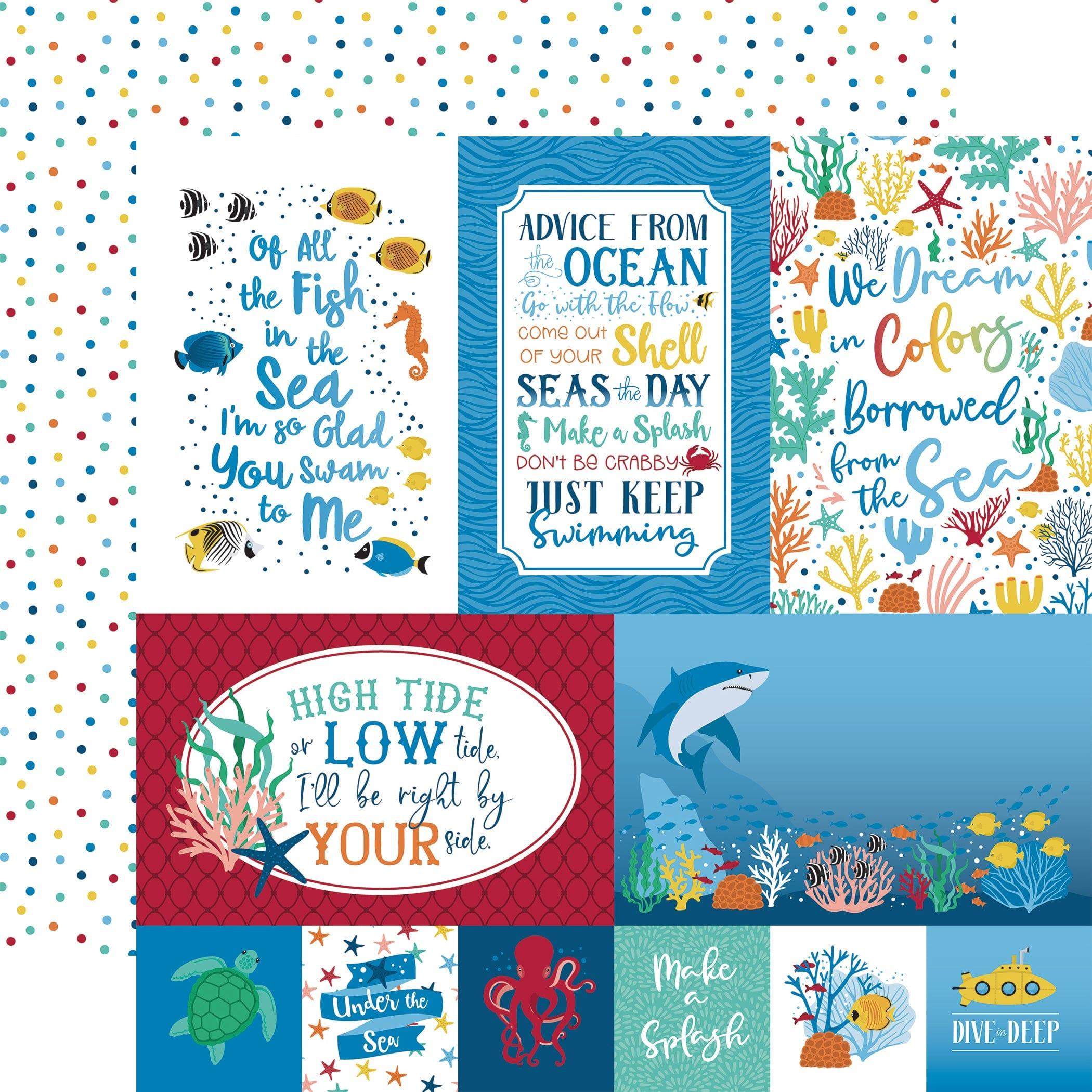 Sea Life Collection 4x6 Journaling Cards 12 x 12 Double-Sided Scrapbook Paper by Echo Park Paper - Scrapbook Supply Companies