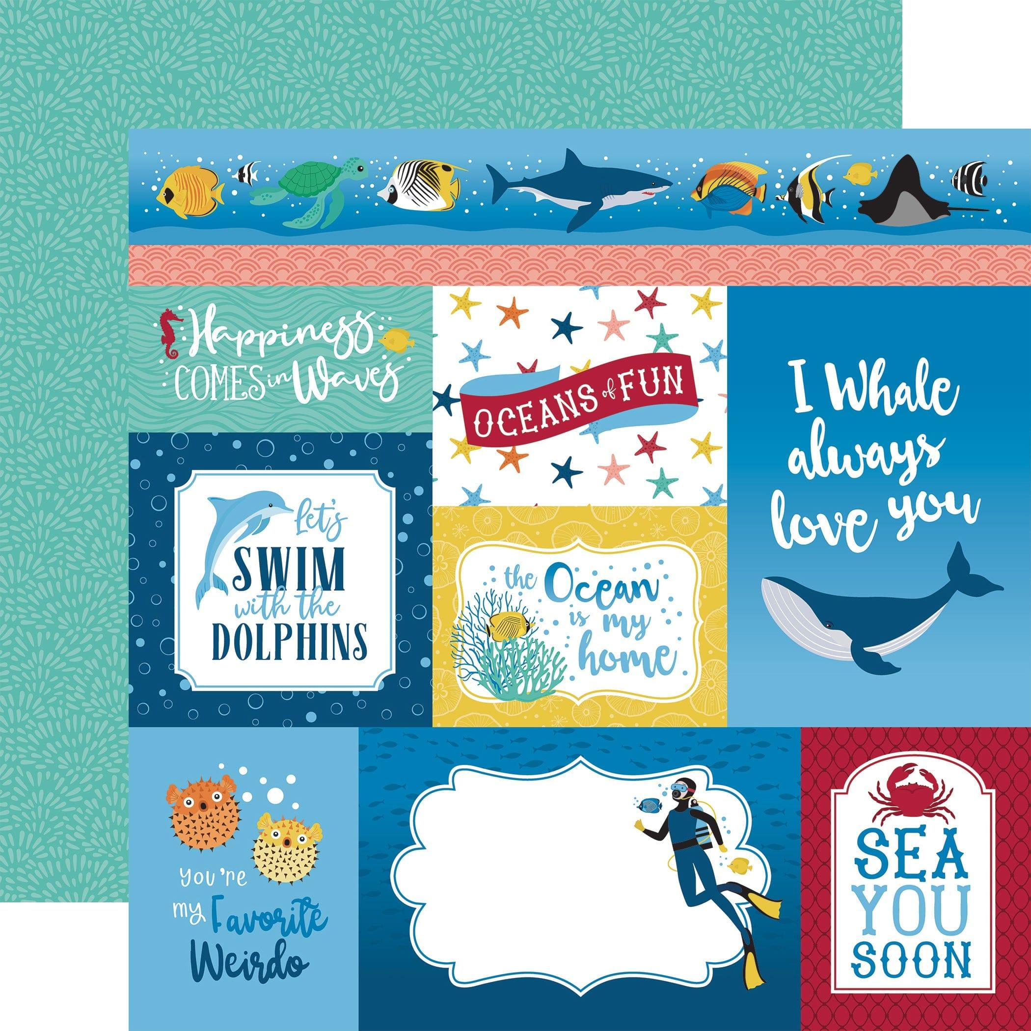 Sea Life Collection Multi Journaling Cards 12 x 12 Double-Sided Scrapbook Paper by Echo Park Paper