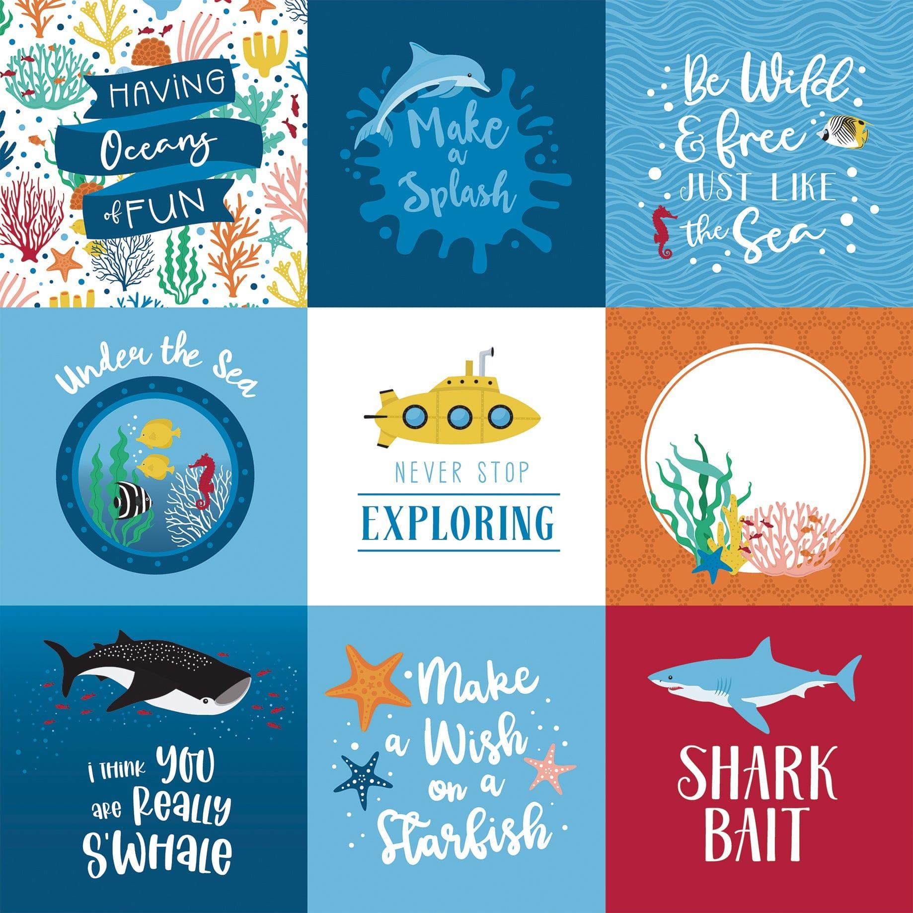 Sea Life Collection 4x4 Journaling Cards 12 x 12 Double-Sided Scrapbook Paper by Echo Park Paper - Scrapbook Supply Companies