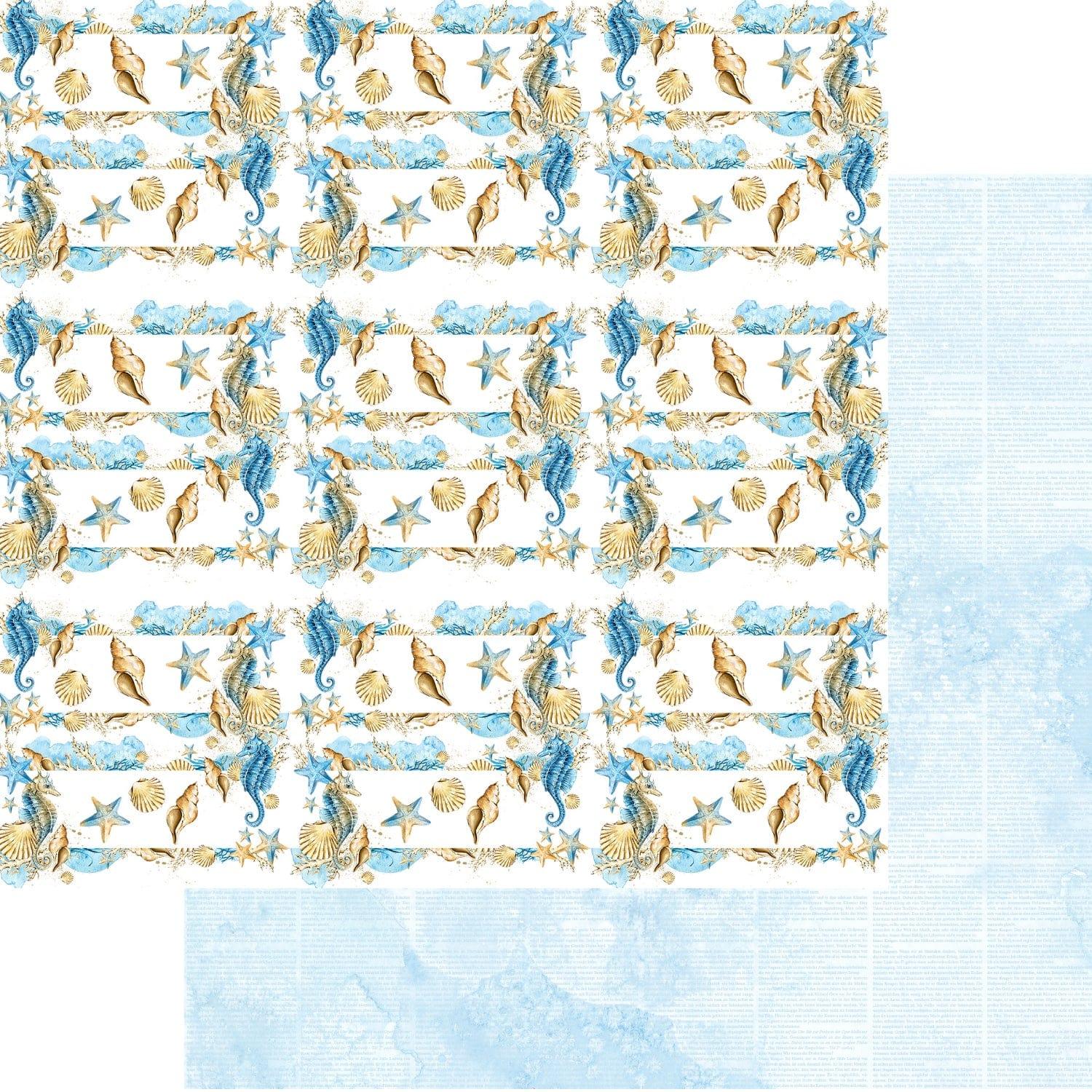 Frou Frou's Sun & Sand Collection Sea Shells In a Row 12 x 12 Double-Sided Scrapbook Paper by SSC Designs