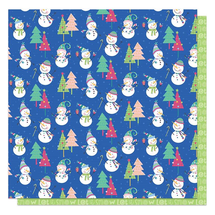 Snow Day Collection Build a Snowman 12 x 12 Double-Sided Scrapbook Paper by Photo Play Paper - Scrapbook Supply Companies