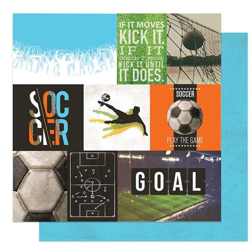 MVP Soccer Collection Kick It Cards 12 x 12 Double-Sided Scrapbook Paper by Photo Play Paper