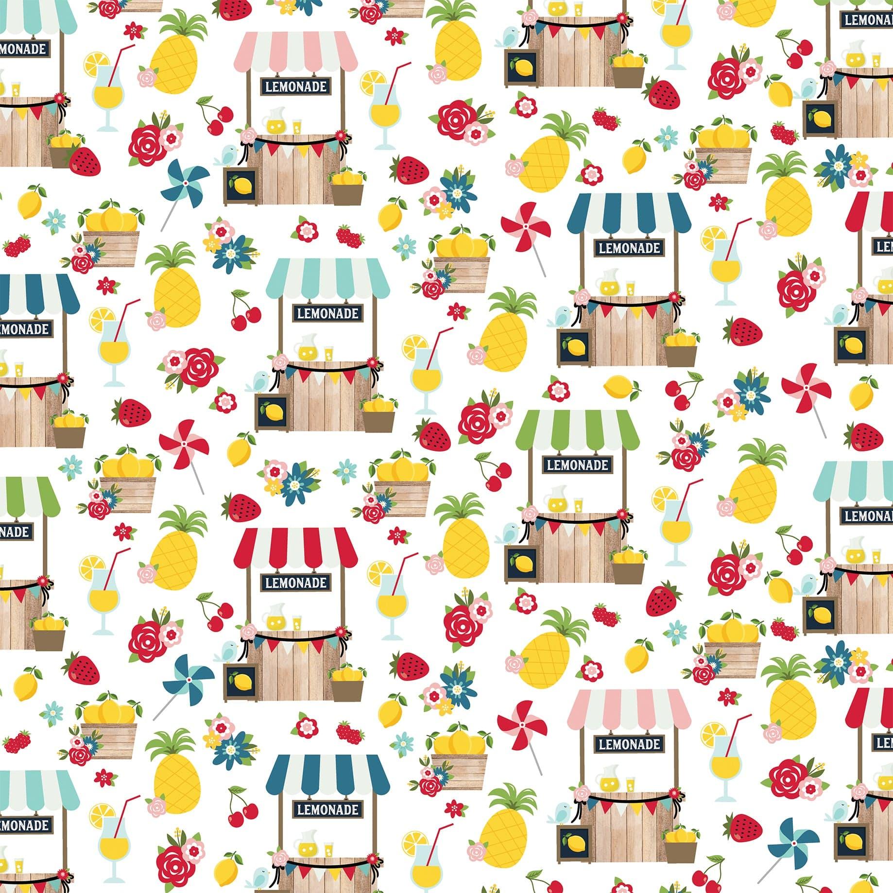 Slice of Summer Collection Squeeze The Day 12 x 12 Double-Sided Scrapbook Paper by Echo Park Paper - Scrapbook Supply Companies