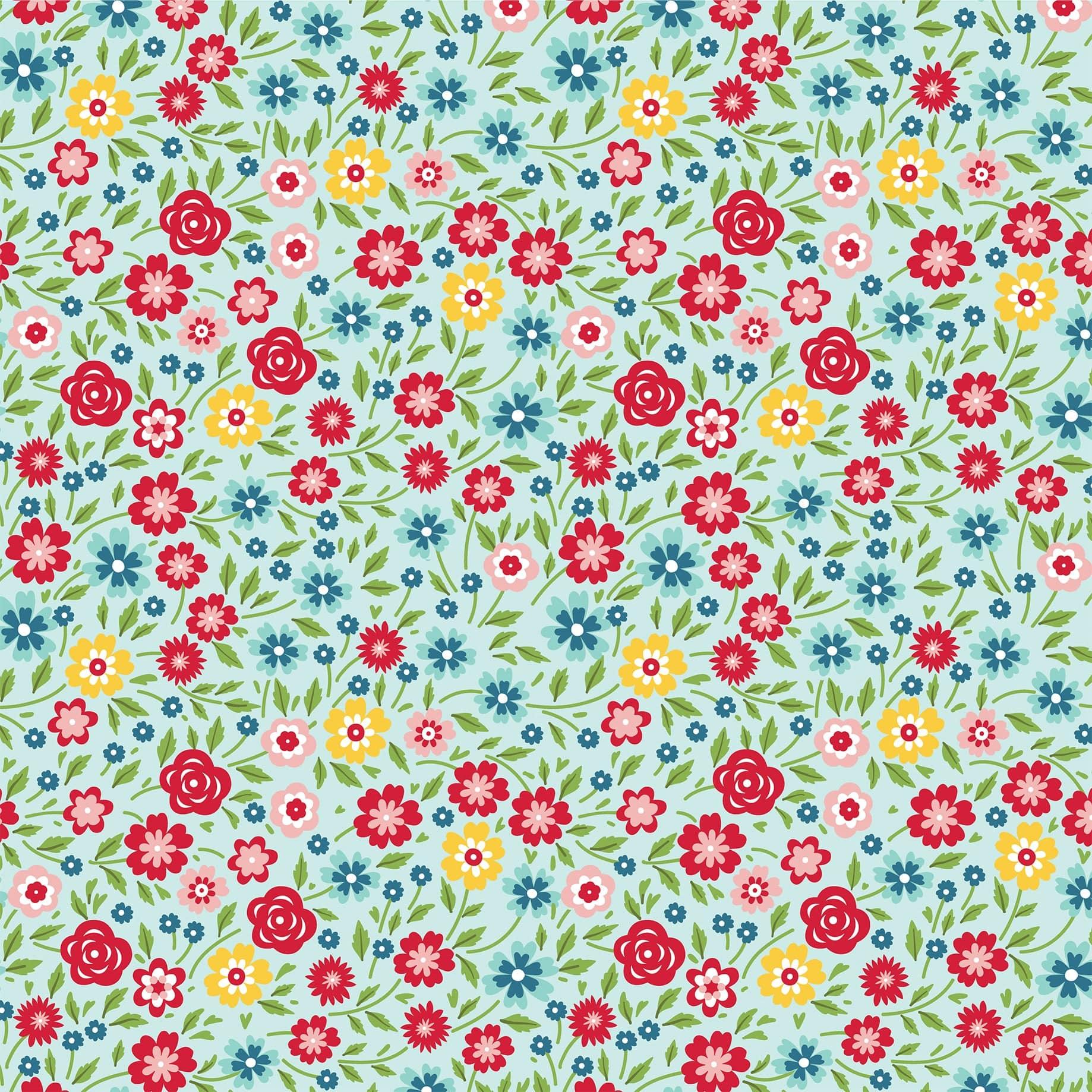 Slice of Summer Collection Hello Summer Floral 12 x 12 Double-Sided Scrapbook Paper by Echo Park Paper - Scrapbook Supply Companies