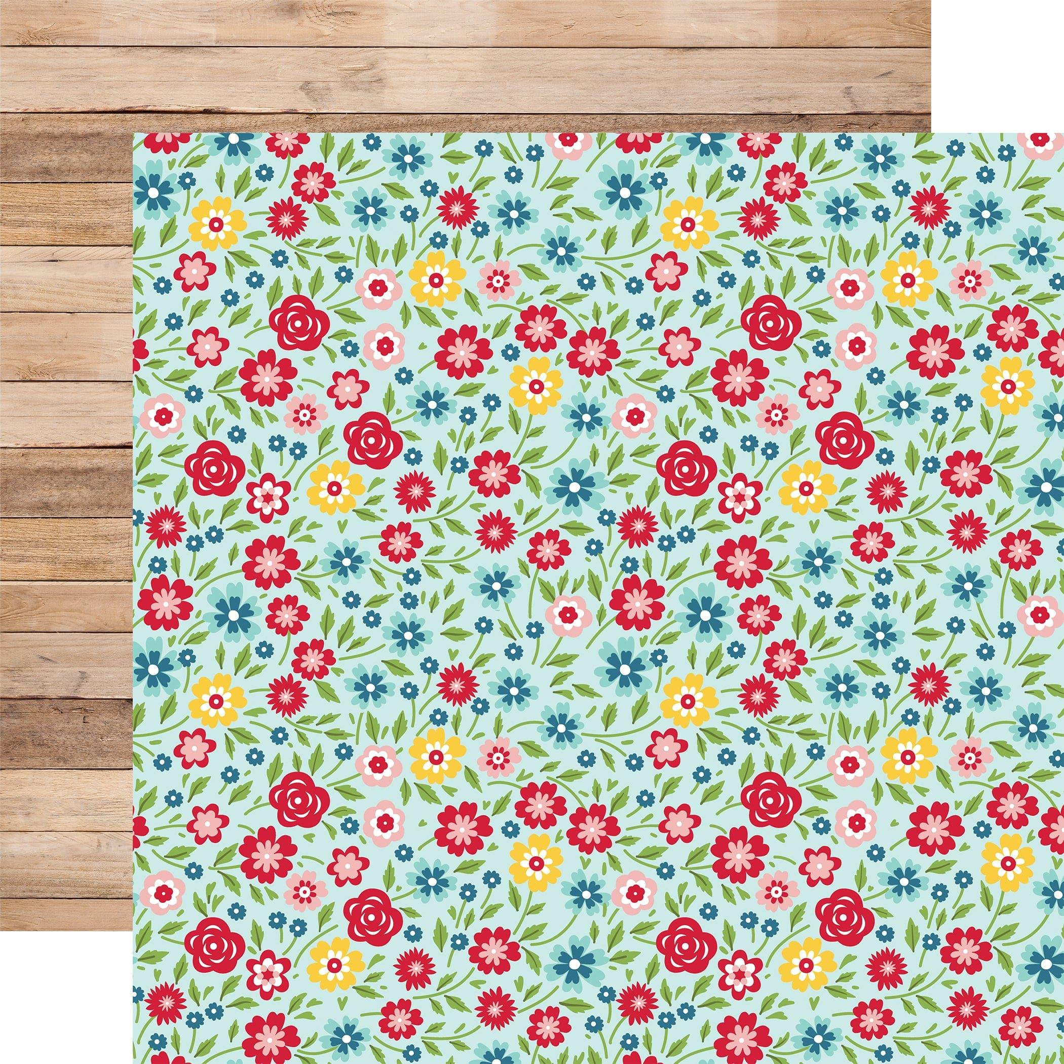 Slice of Summer Collection Hello Summer Floral 12 x 12 Double-Sided Scrapbook Paper by Echo Park Paper - Scrapbook Supply Companies