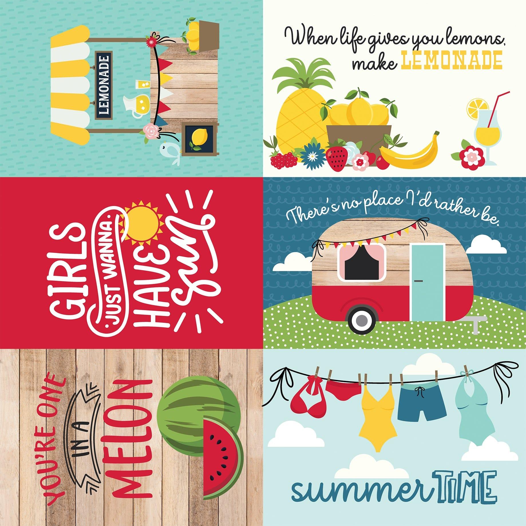 Slice of Summer Collection 6 x 4 Journaling Cards 12 x 12 Double-Sided Scrapbook Paper by Echo Park Paper - Scrapbook Supply Companies