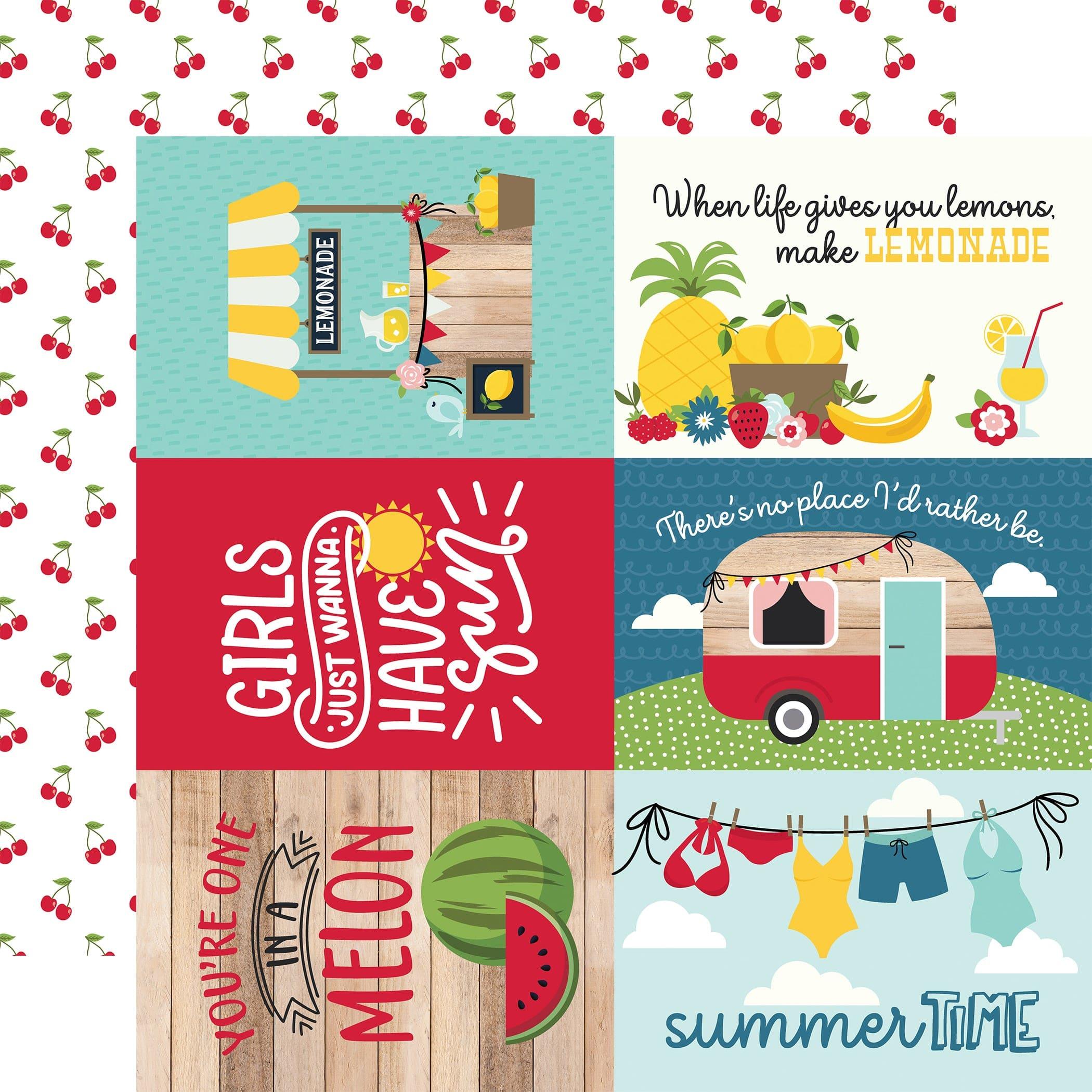 Slice of Summer Collection 6x4 Journaling Cards 12 x 12 Double-Sided Scrapbook Paper by Echo Park Paper