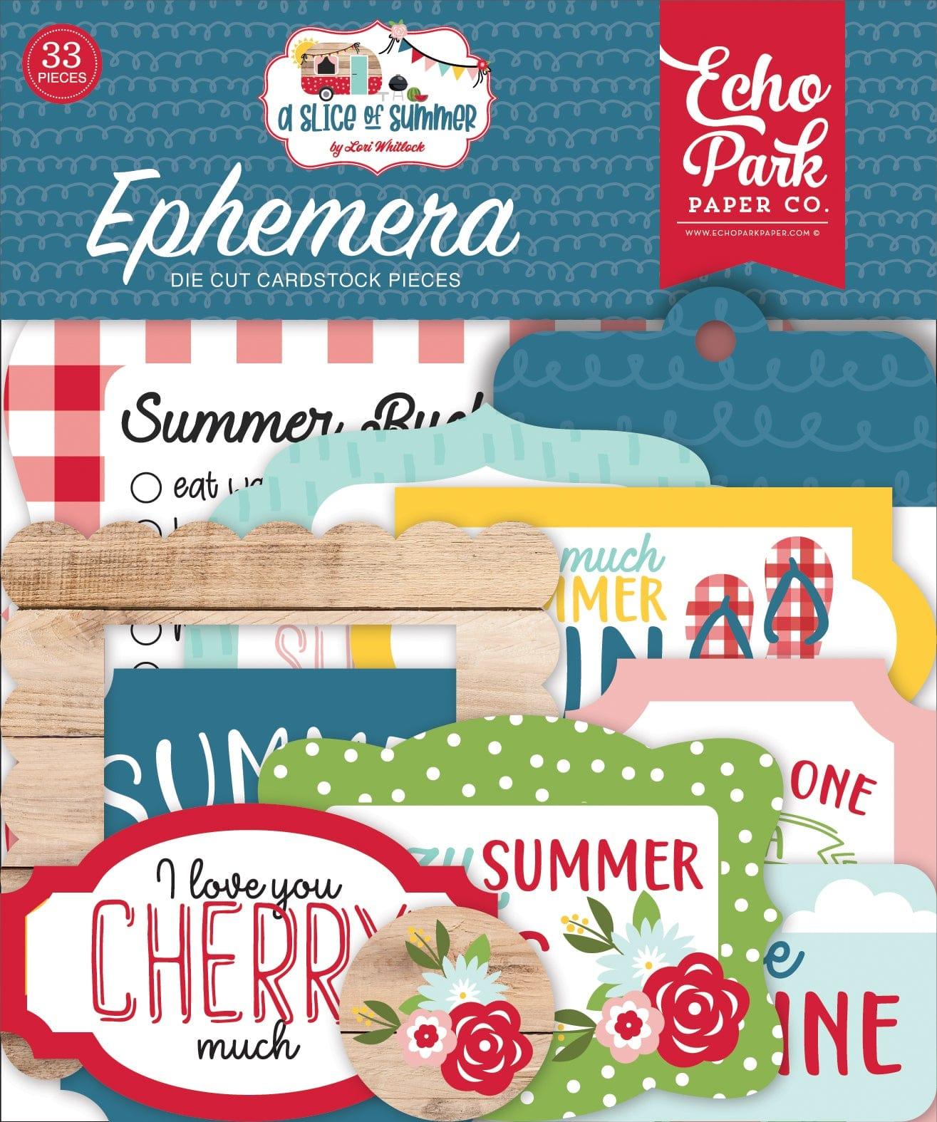 Slice of Summer Collection 5 x 5 Ephemera Die Cut Scrapbook Embellishments by Echo Park Paper - Scrapbook Supply Companies