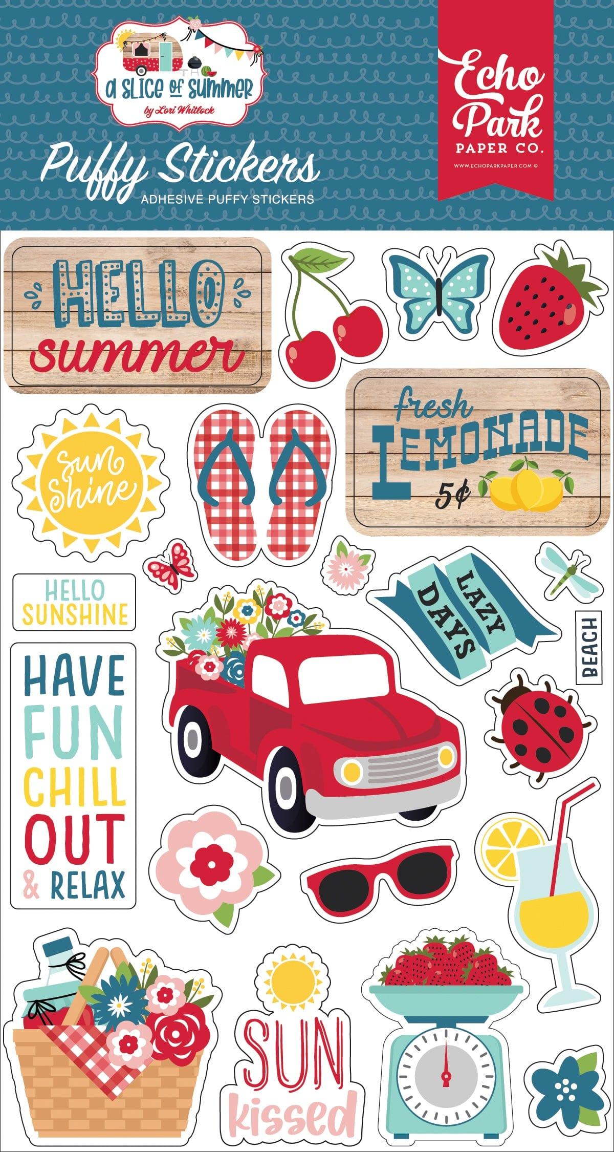 Slice of Summer Collection 4 x 7 Puffy Stickers Scrapbook Embellishments by Echo Park Paper - Scrapbook Supply Companies