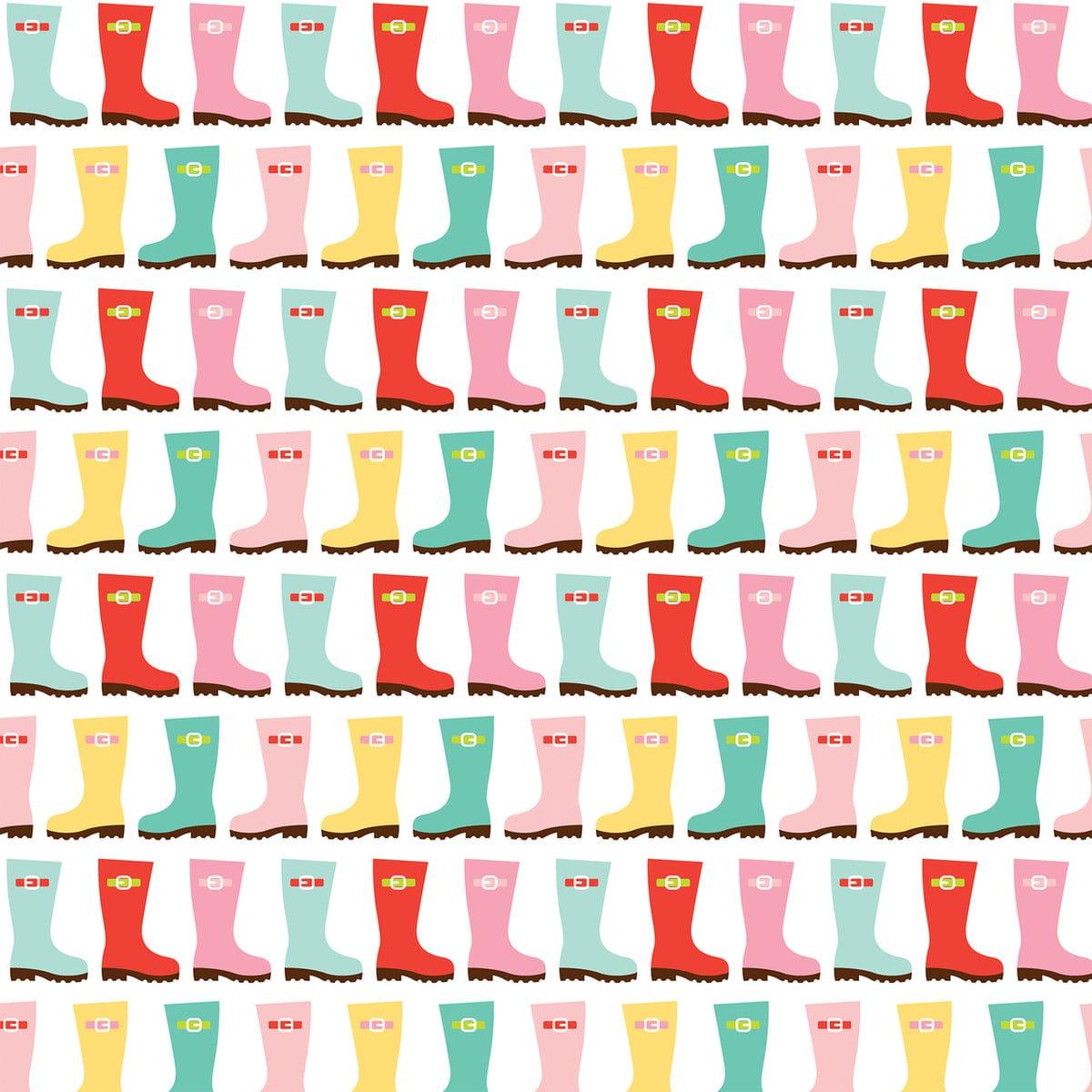 Spring Fling Collection Rainboots 12 x 12 Double-Sided Scrapbook Paper by Echo Park Paper - Scrapbook Supply Companies